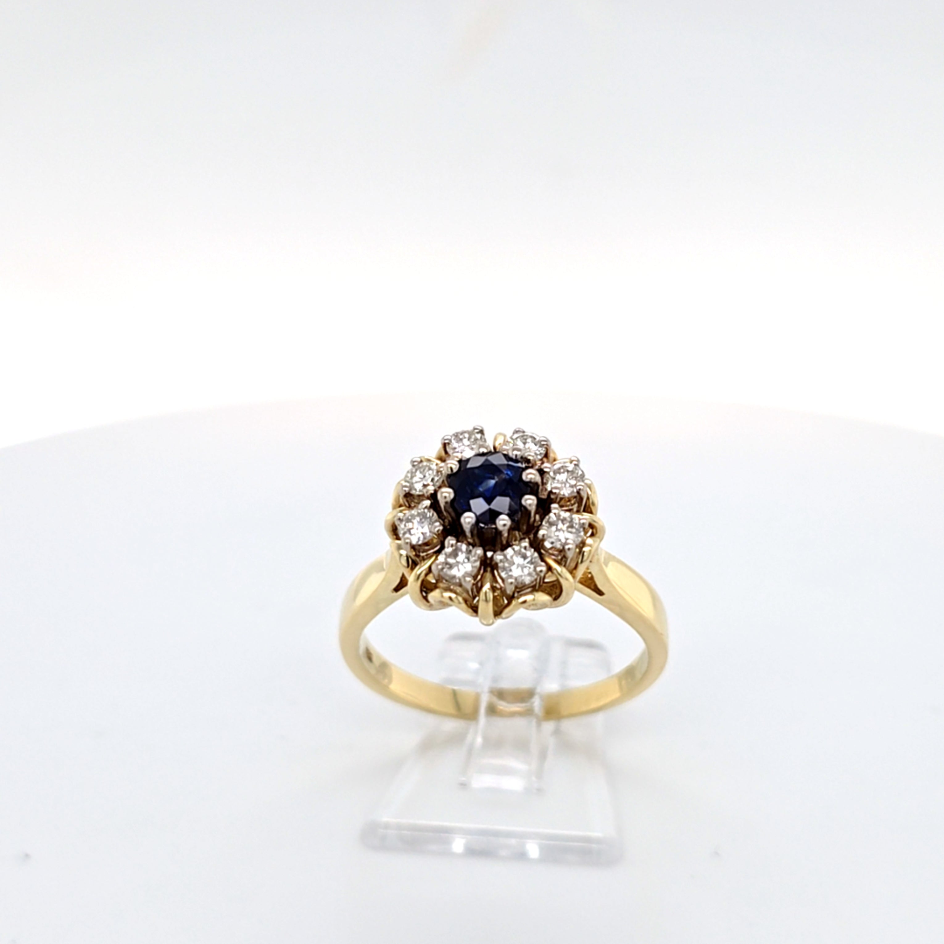 Ring Gelb Gold 585 Brillanten Schmuckstein Blau Damen