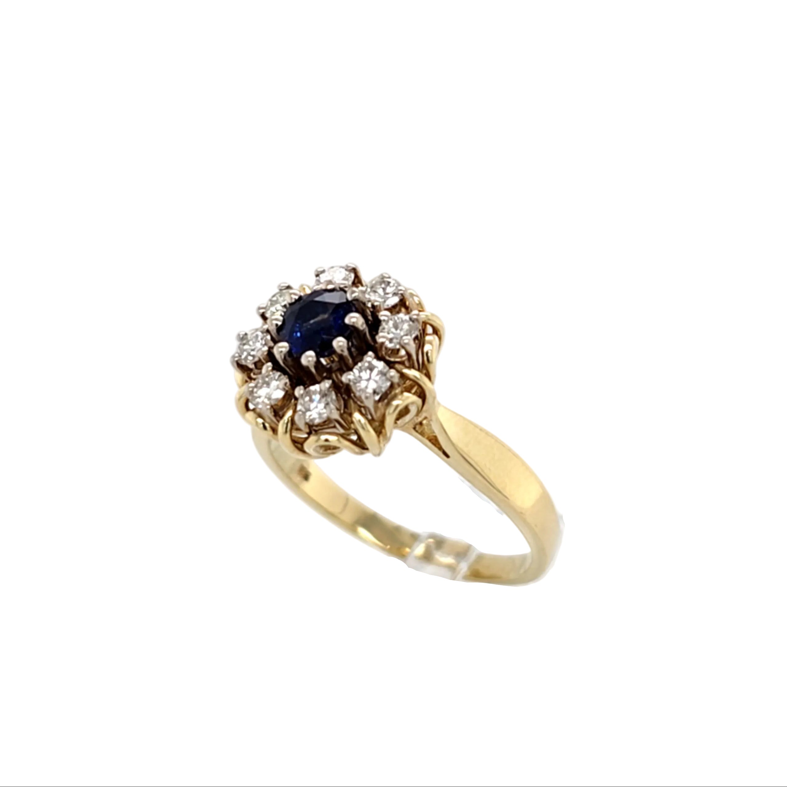Damen Ring Gelbgold 585 14 kt Brillanten Saphir 215399
