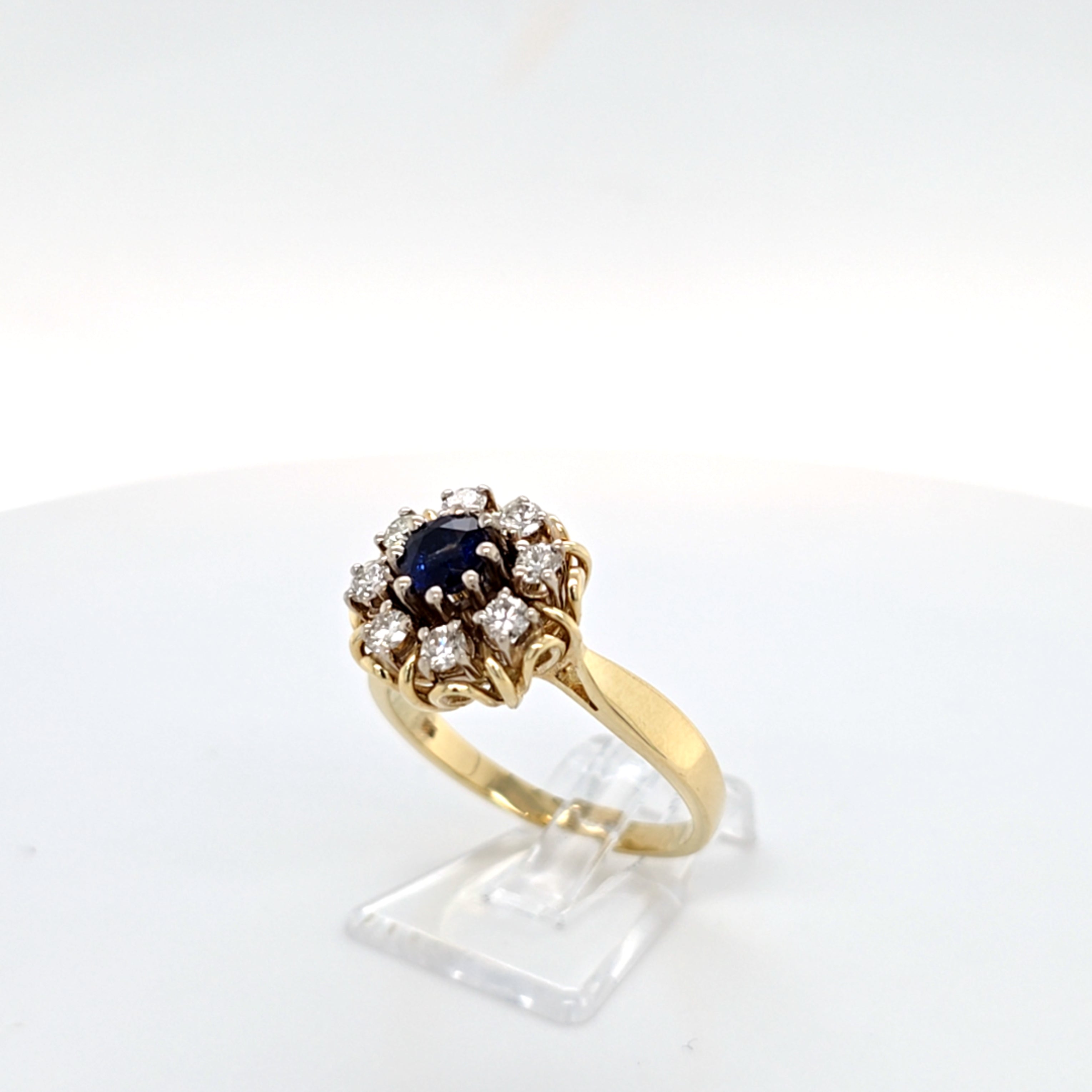 Ring Gelb Gold 585 Brillanten Schmuckstein Blau Damen