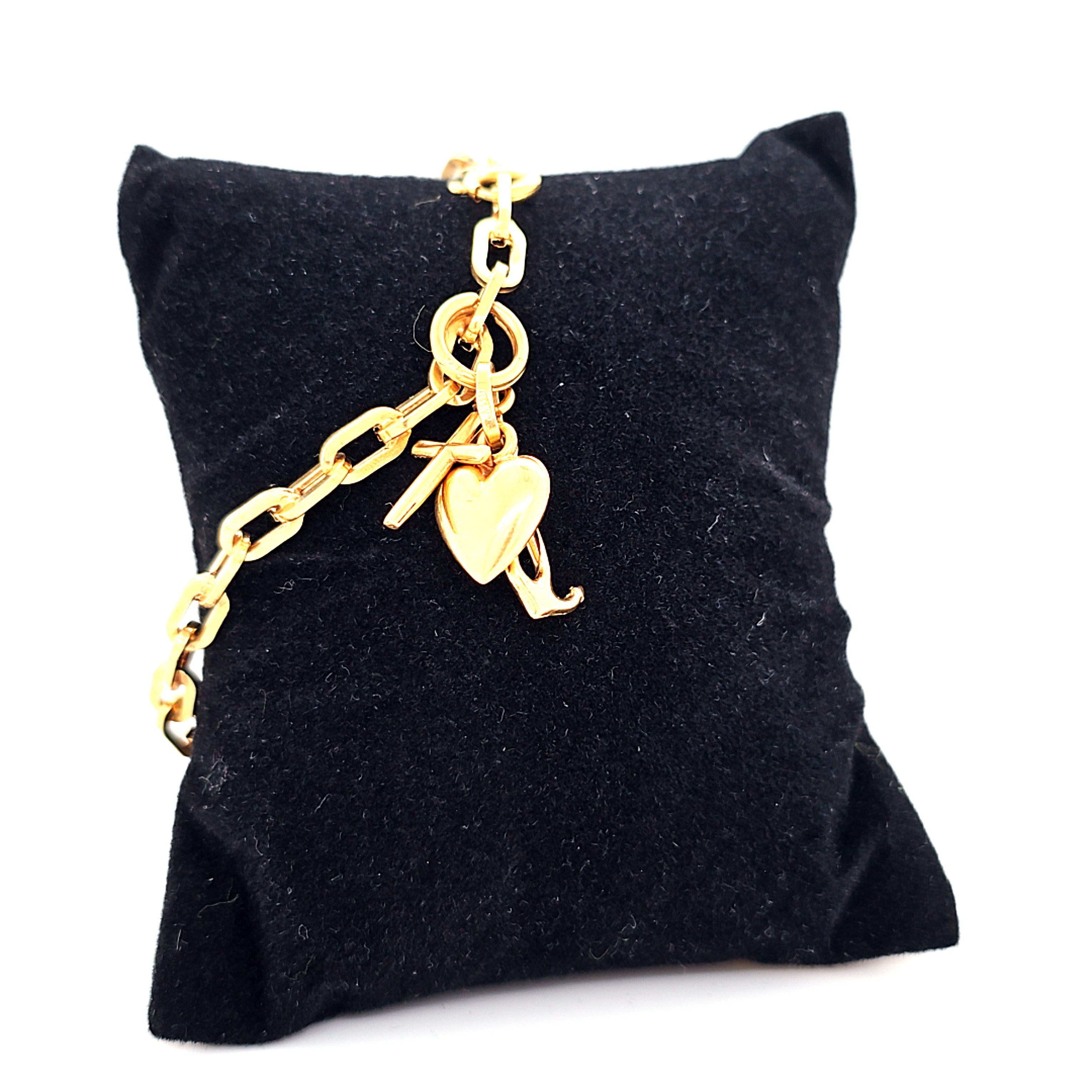 Armband Gold 750 18kt. mit Anhänger Anker, Herz und Kreuz *ca. 19cm.
