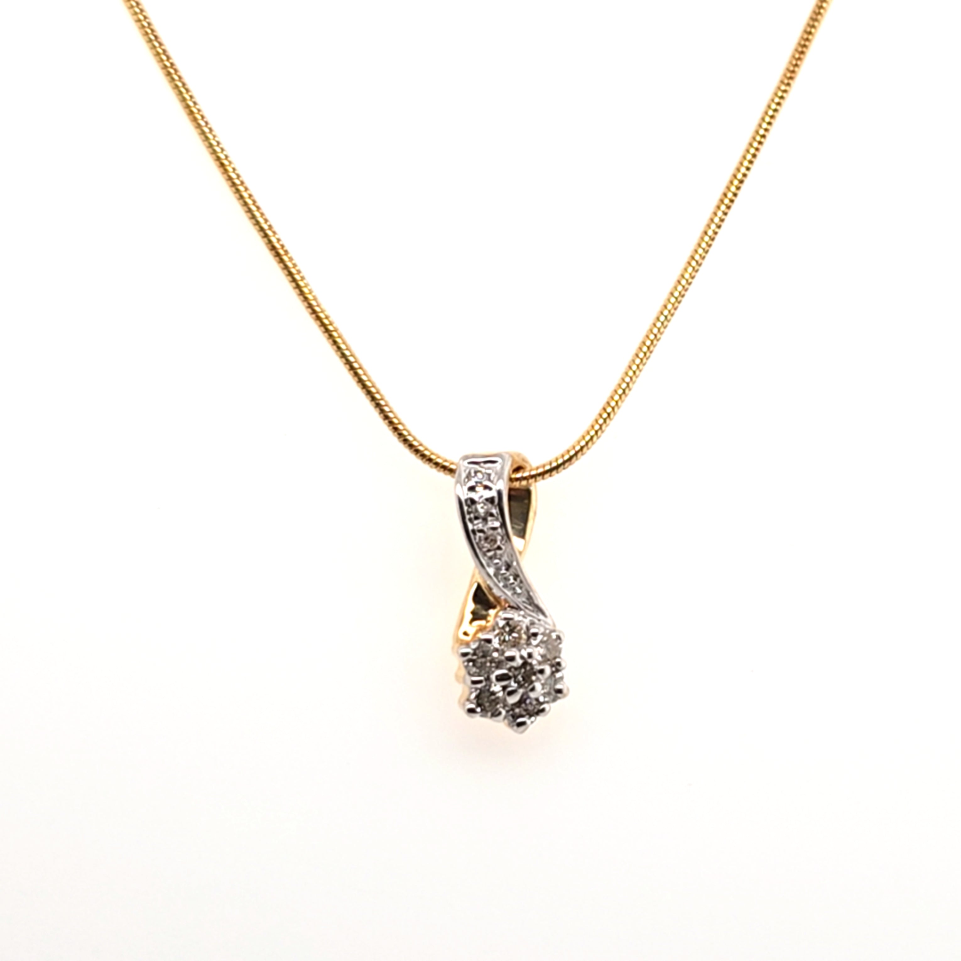 Damen Schlangenkette m. Anhänger Gelbgold Weißgold 585 14 Brillanten 210789
