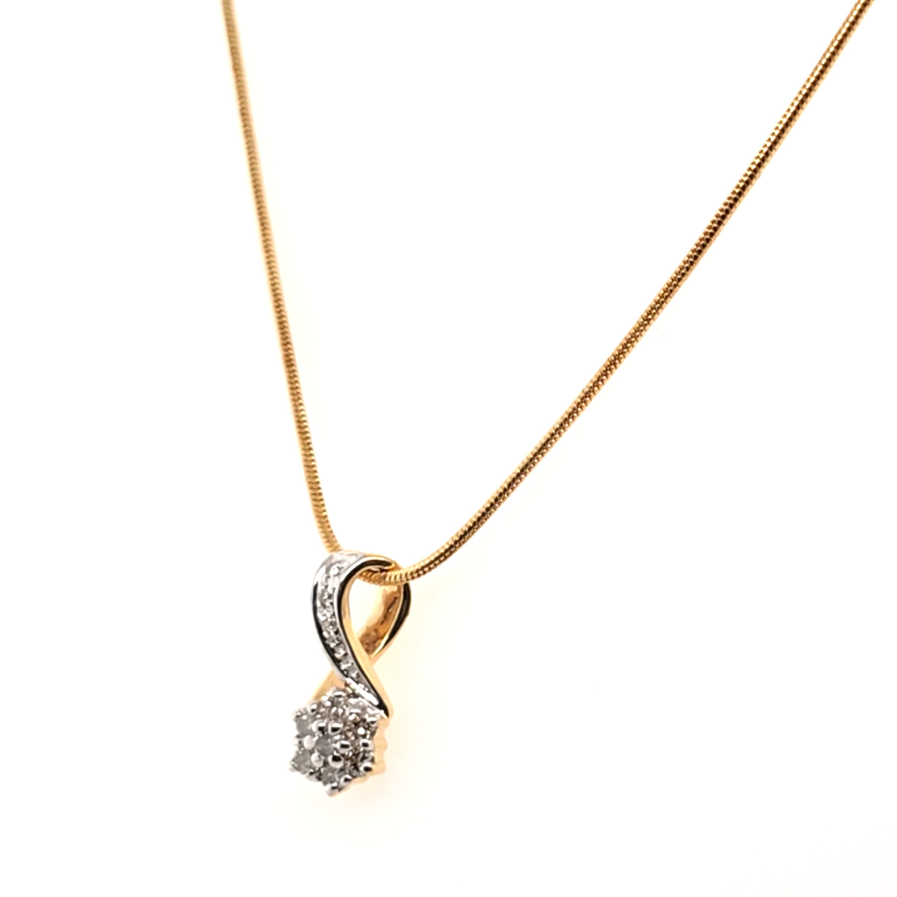 Damen Schlangenkette m. Anhänger Gelbgold Weißgold 585 14 Brillanten 210789