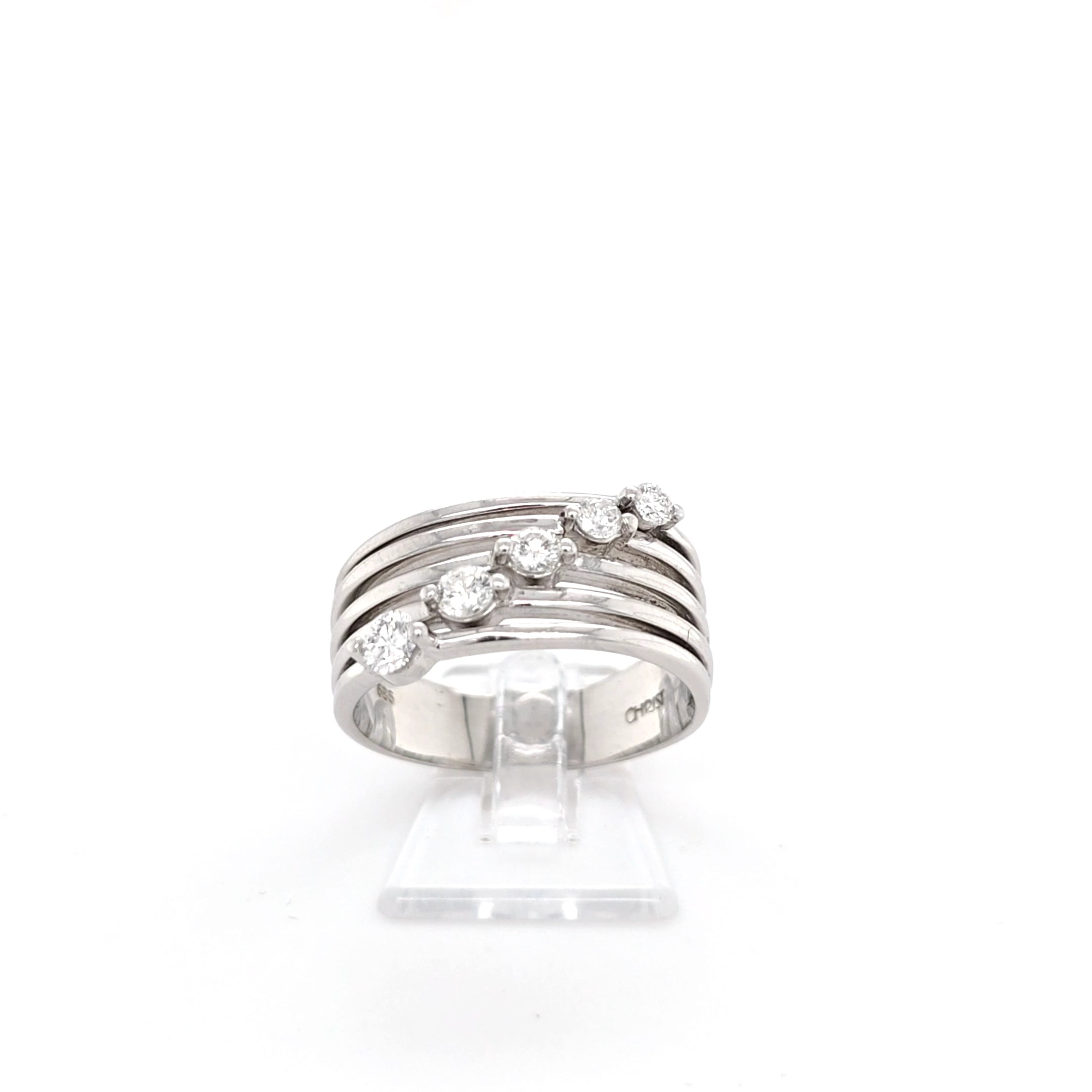 Damenring Christ Weißgold mit 5 Brill. ca. 0,45ct. *58*