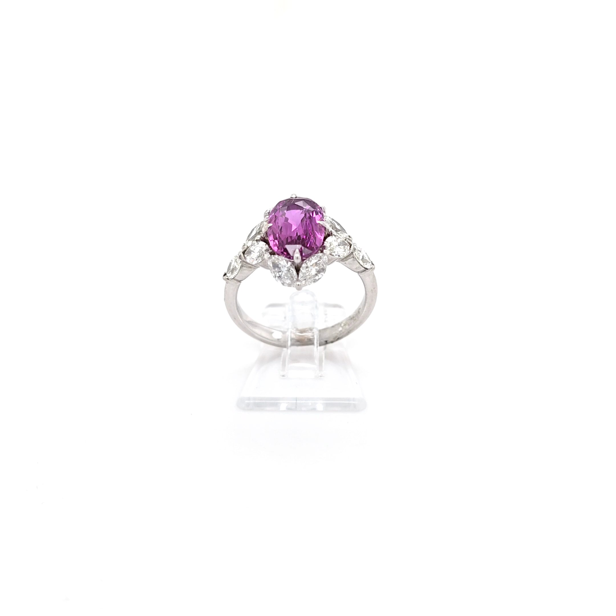 Damenring Gold m. 10 Brillanten und Schmuckstein lila *52*
