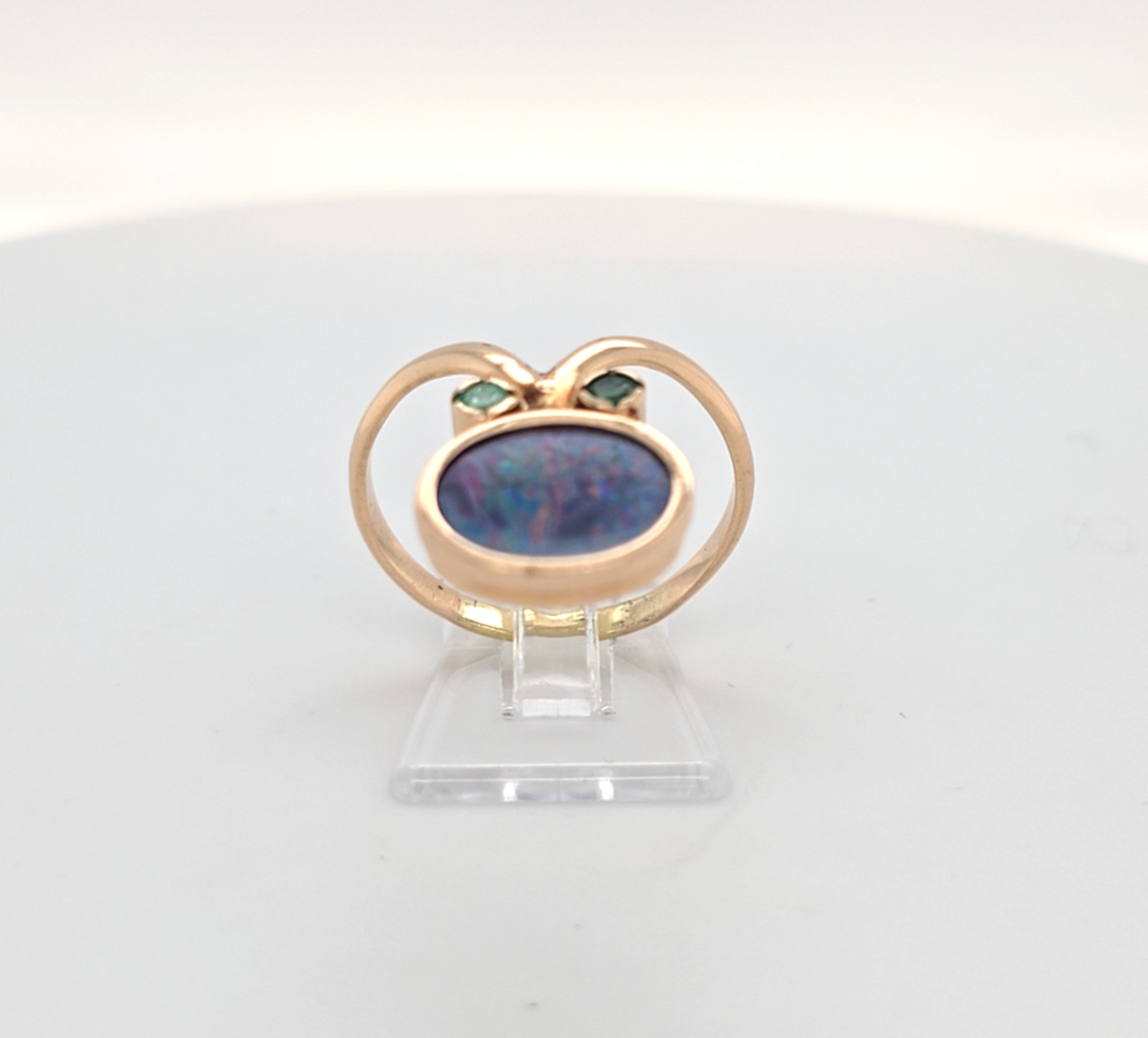 Ring Gelb Gold 585 Schmuckstein grün Opal