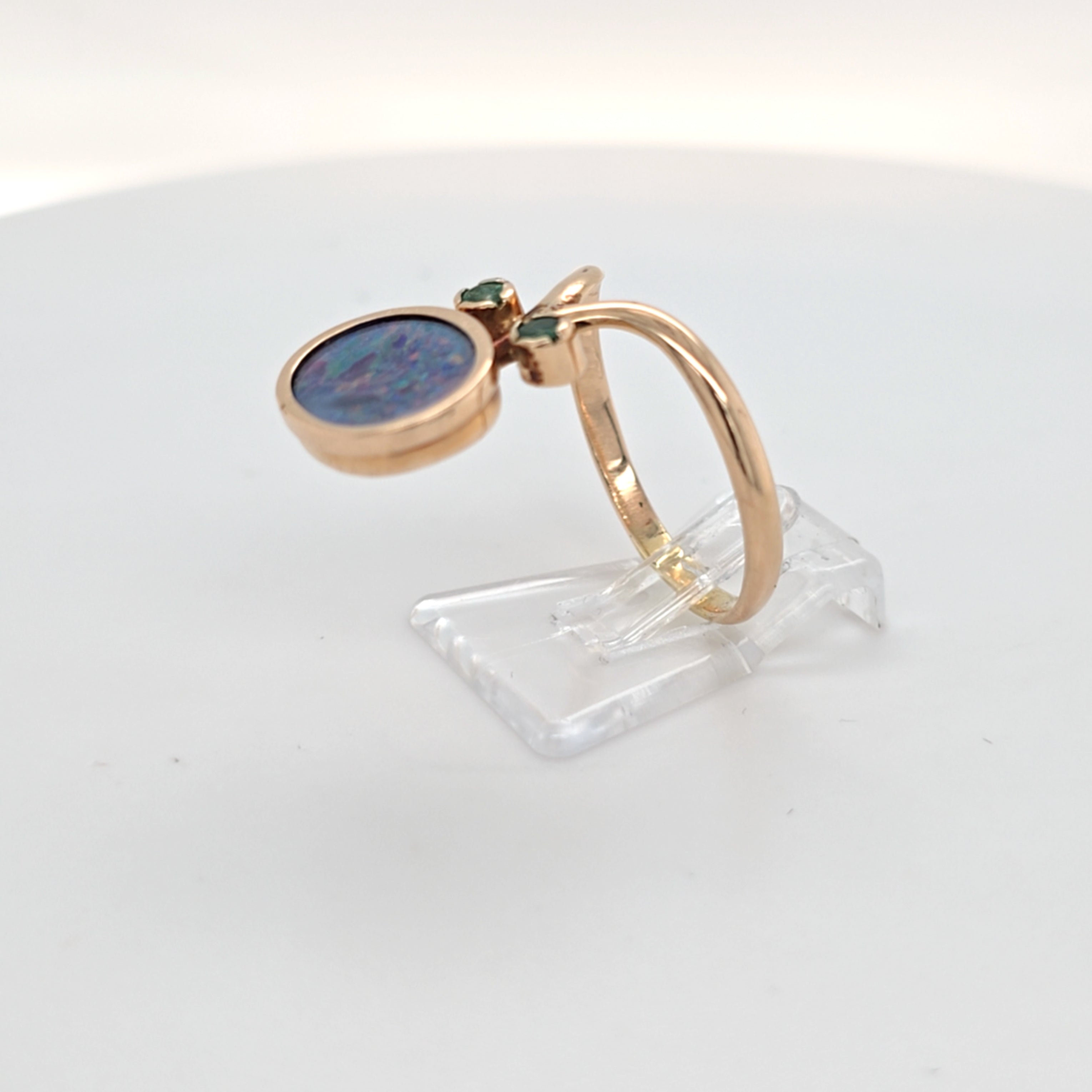 Ring Gelb Gold 585 Schmuckstein grün Opal