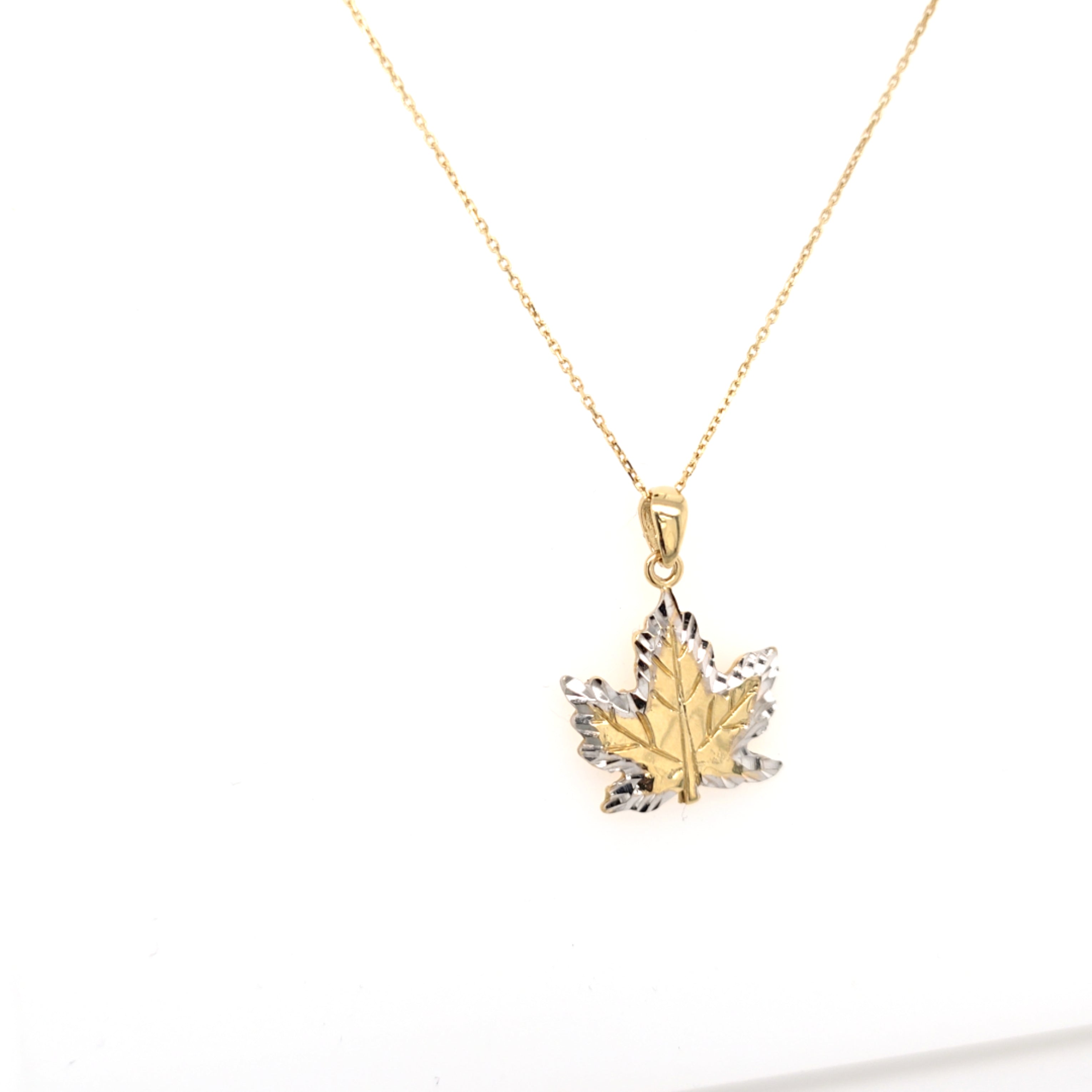 Kette Gelb Gold 585 14 kt 42 cm Blatt Gelb Weiß Gold 217630