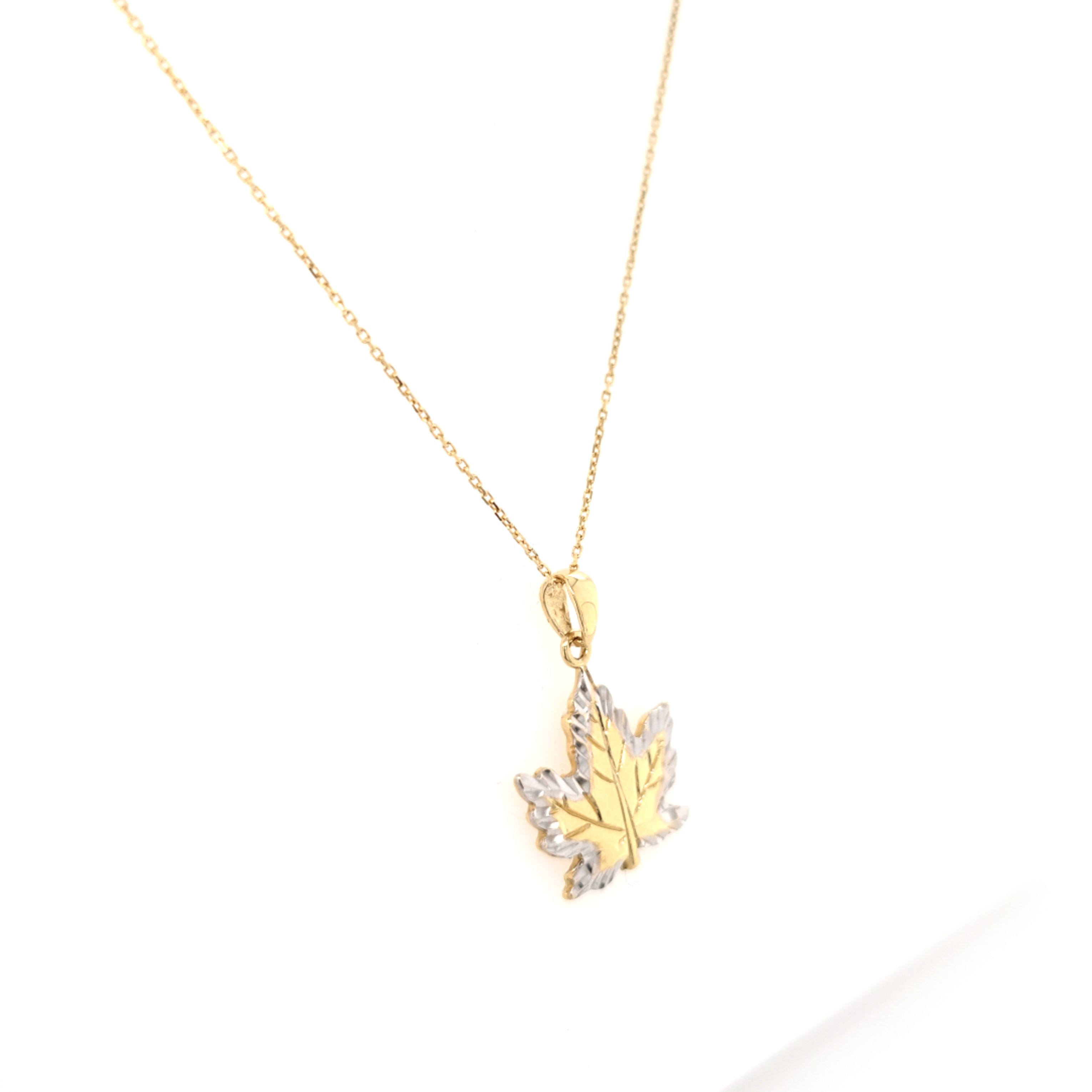 Kette Gelb Gold 585 14 kt 42 cm Blatt Gelb Weiß Gold 217630