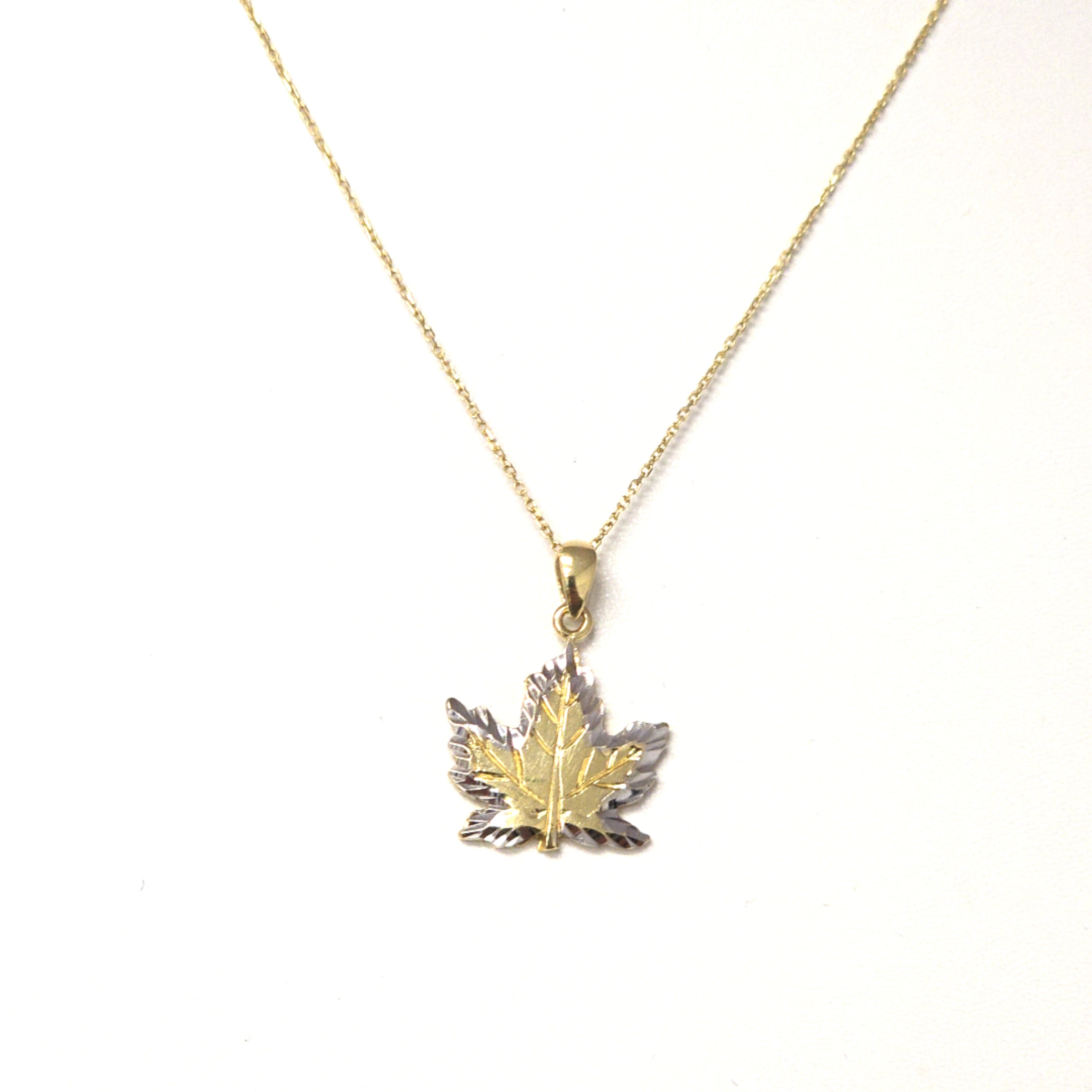 Kette Gelb Gold 585 14 kt 42 cm Blatt Gelb Weiß Gold 217630