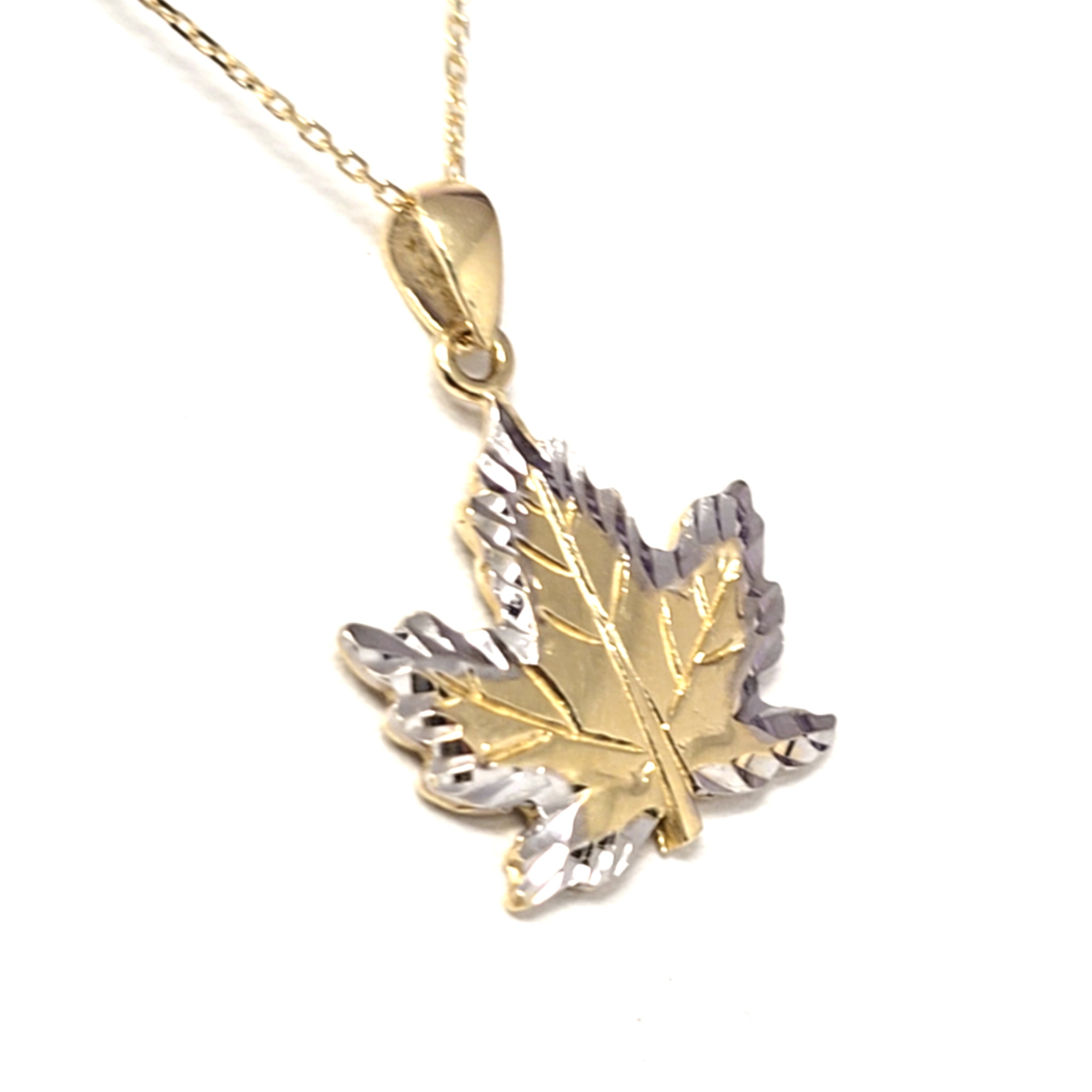 Kette Gelb Gold 585 14 kt 42 cm Blatt Gelb Weiß Gold 217630