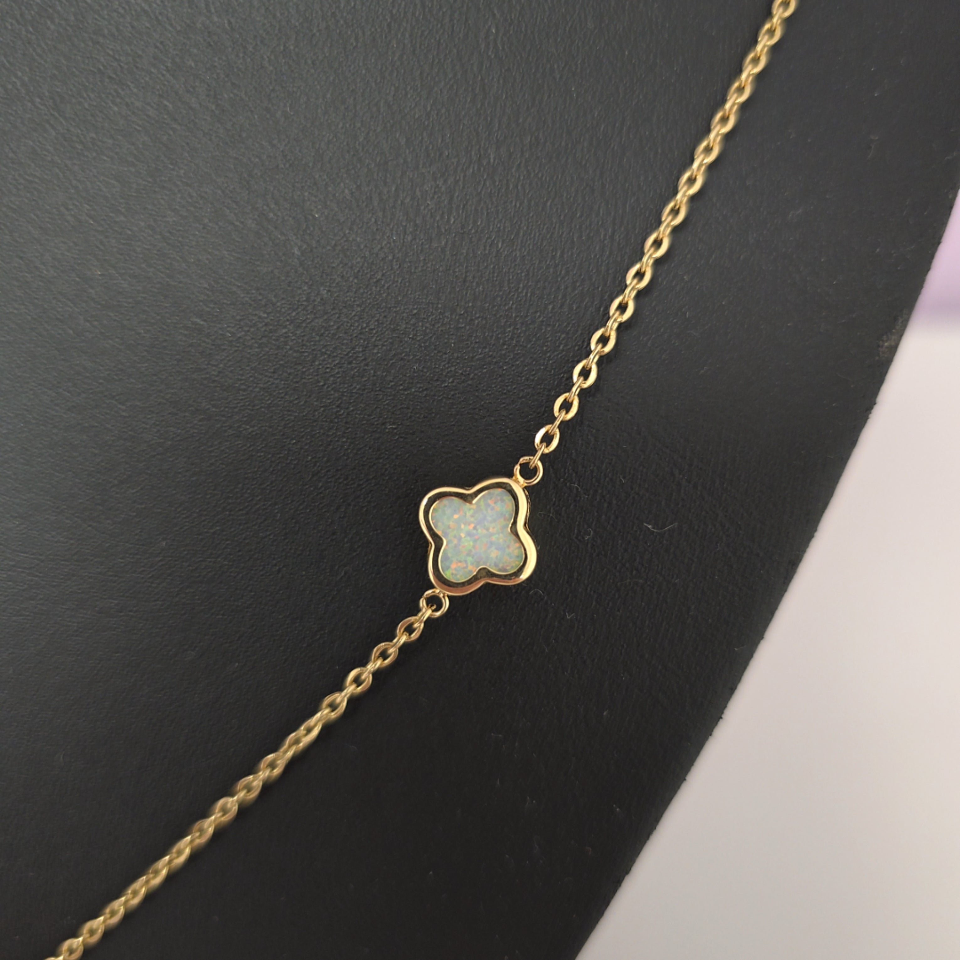 Kette Gold 585 14 Karat mit Blumen Farbsteine bunt