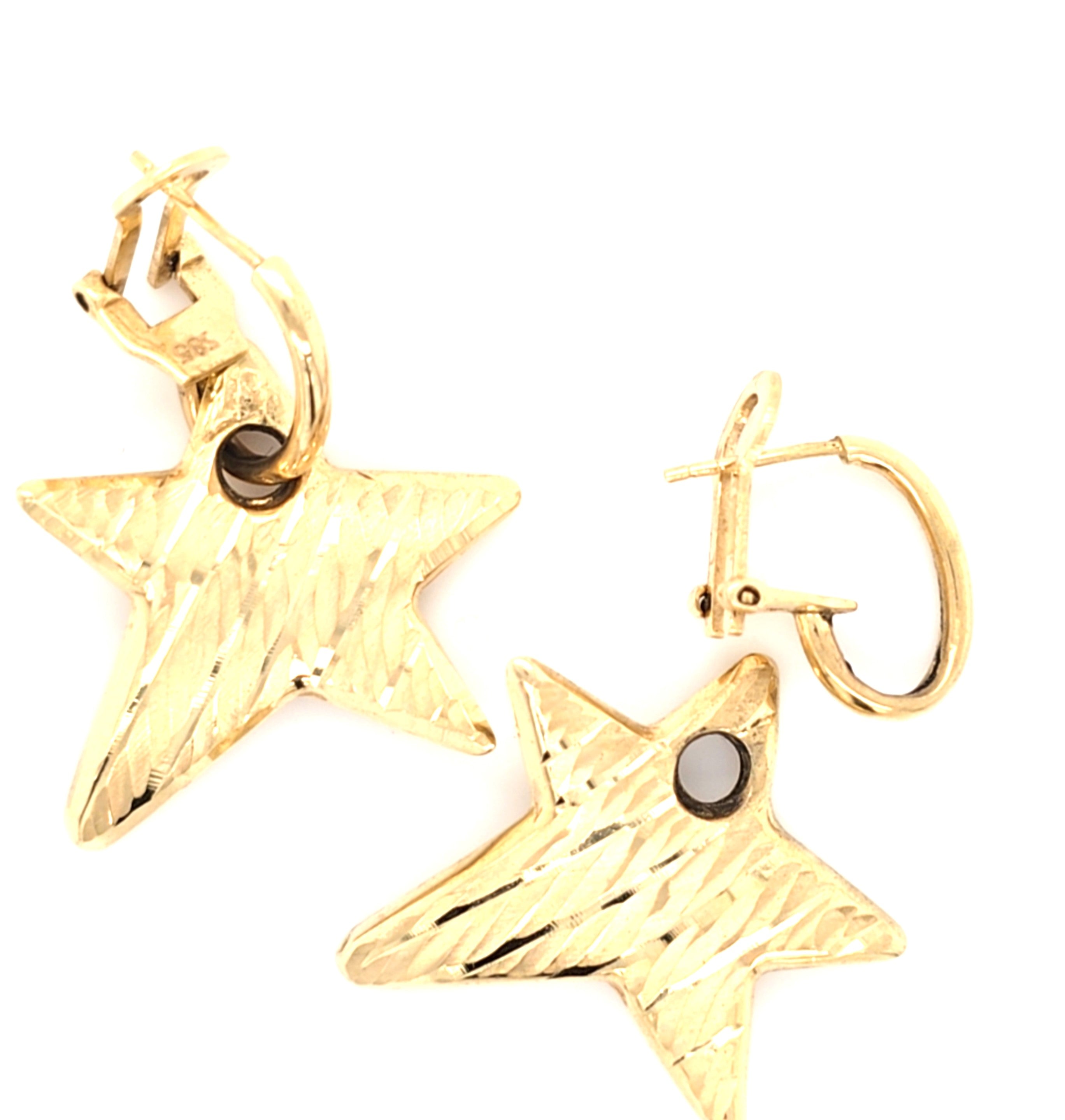 Damen Ohrringe Gelbgold 585 14 kt Sterne Stecker mit Clip 217473