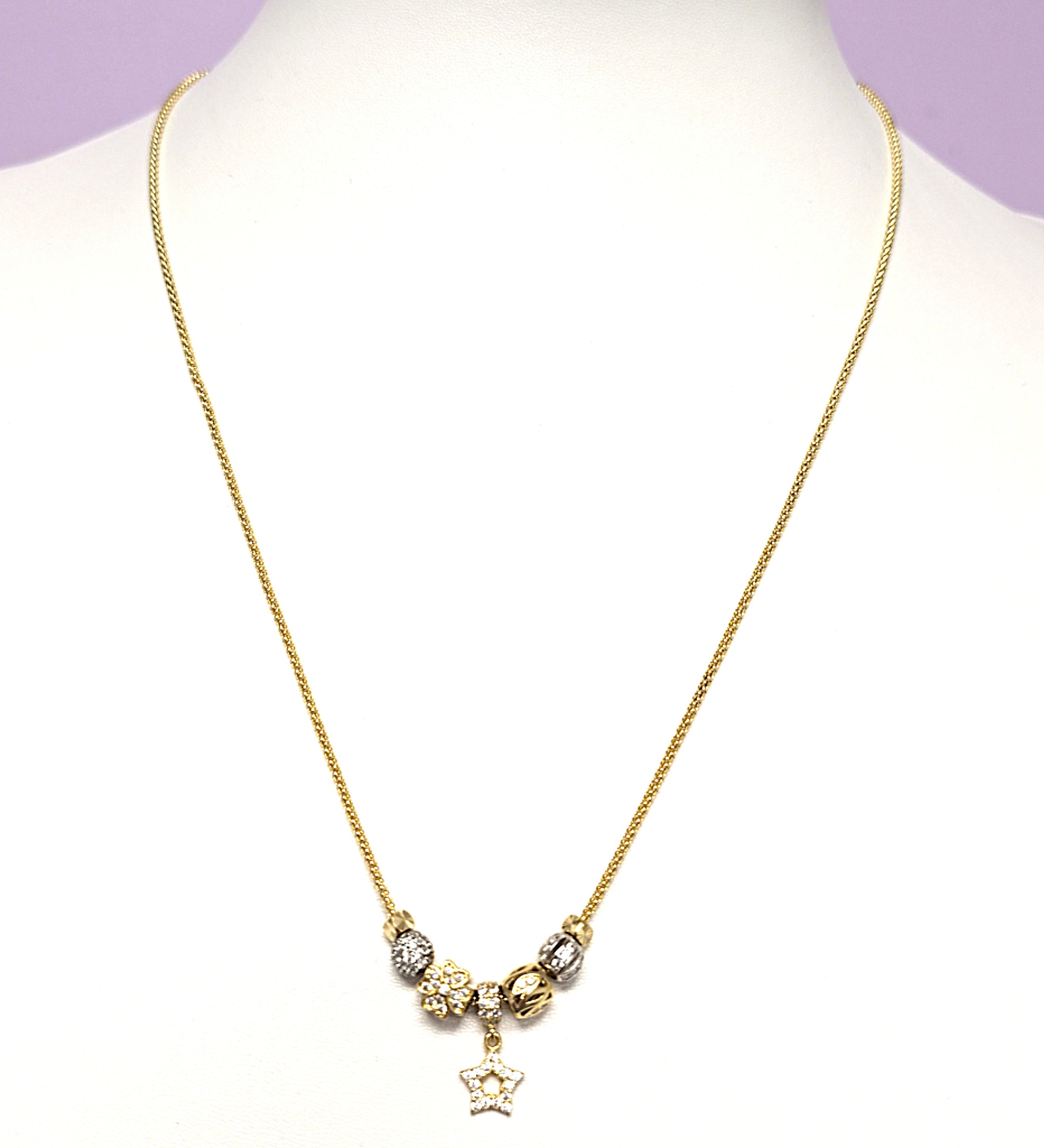 Collier Kette Gold 585 14 kt Charms Zirkonia Damen Schmuck