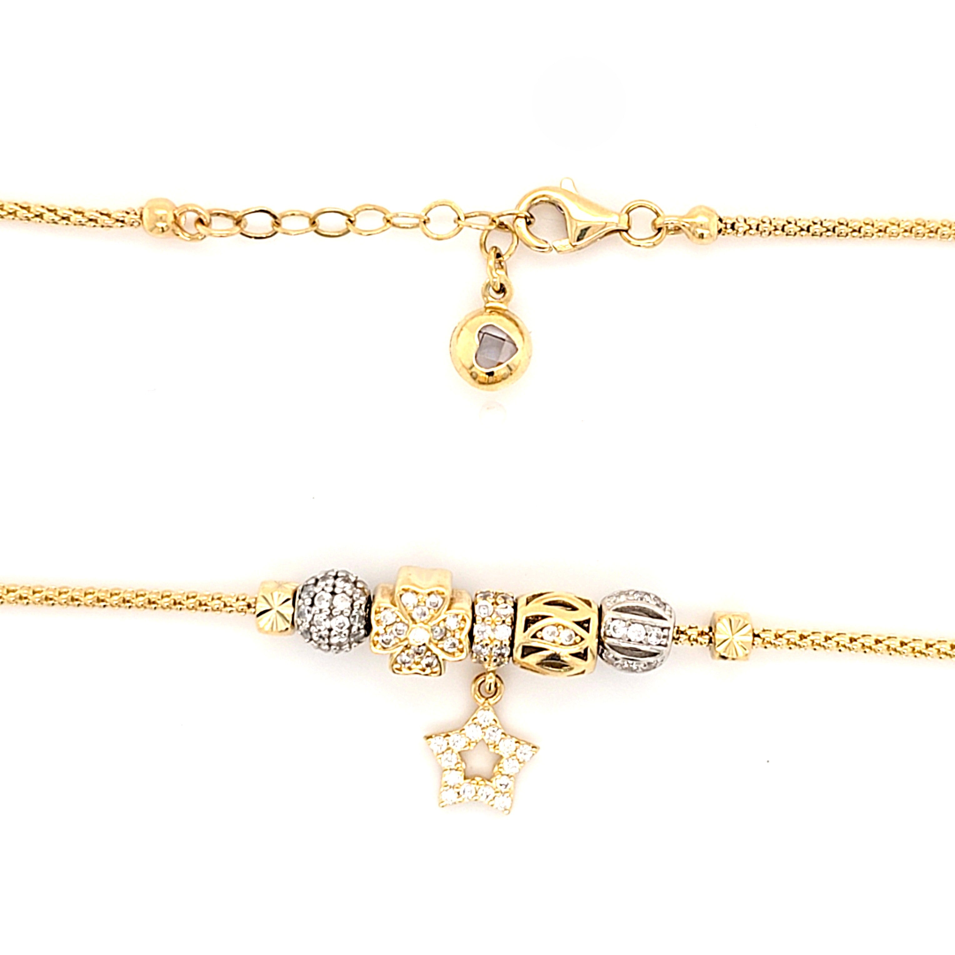 Collier Kette Gold 585 14 kt Charms Zirkonia Damen Schmuck