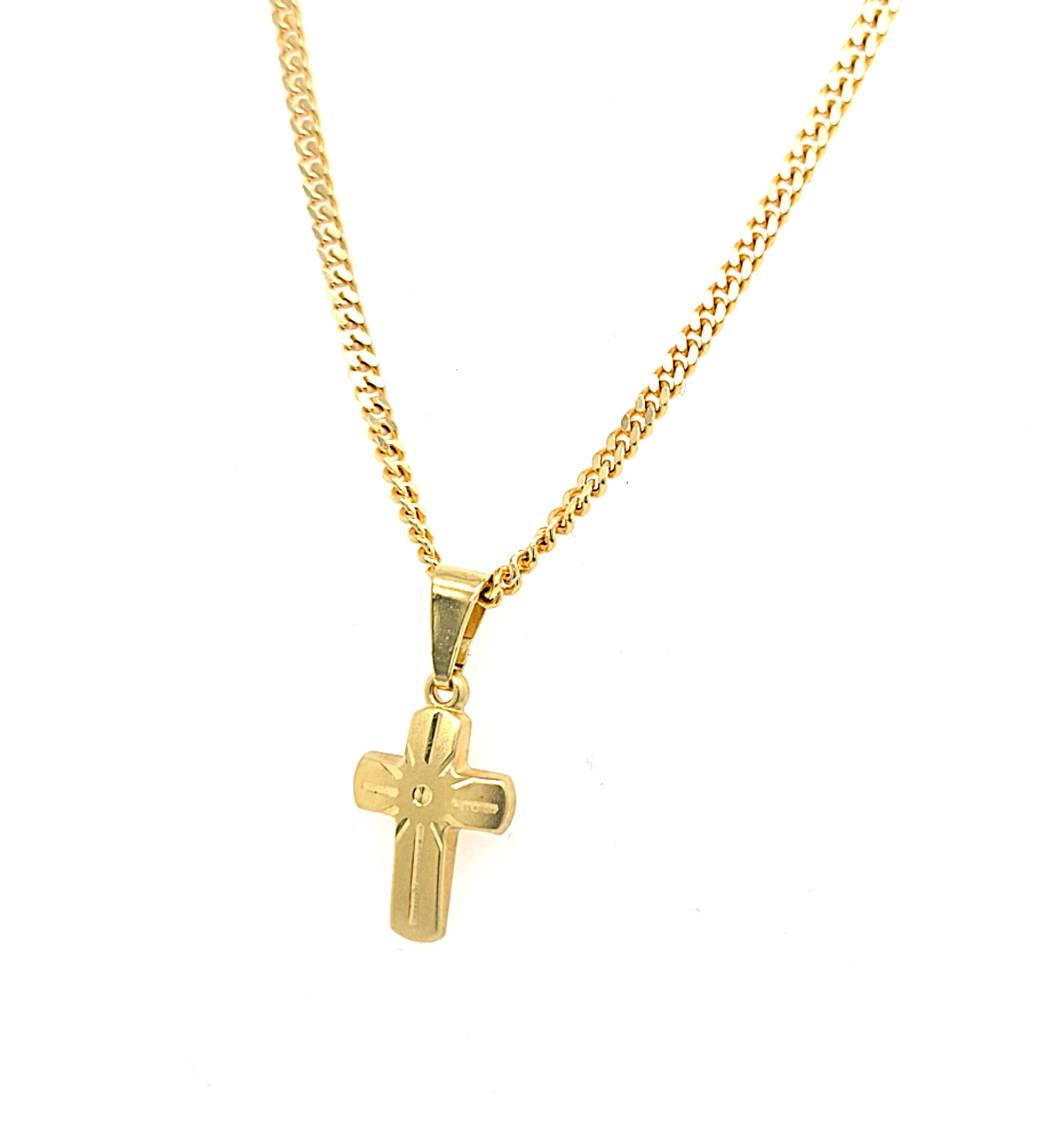 Kette Anhänger Gold 333 8 kt Unisex Kreuz