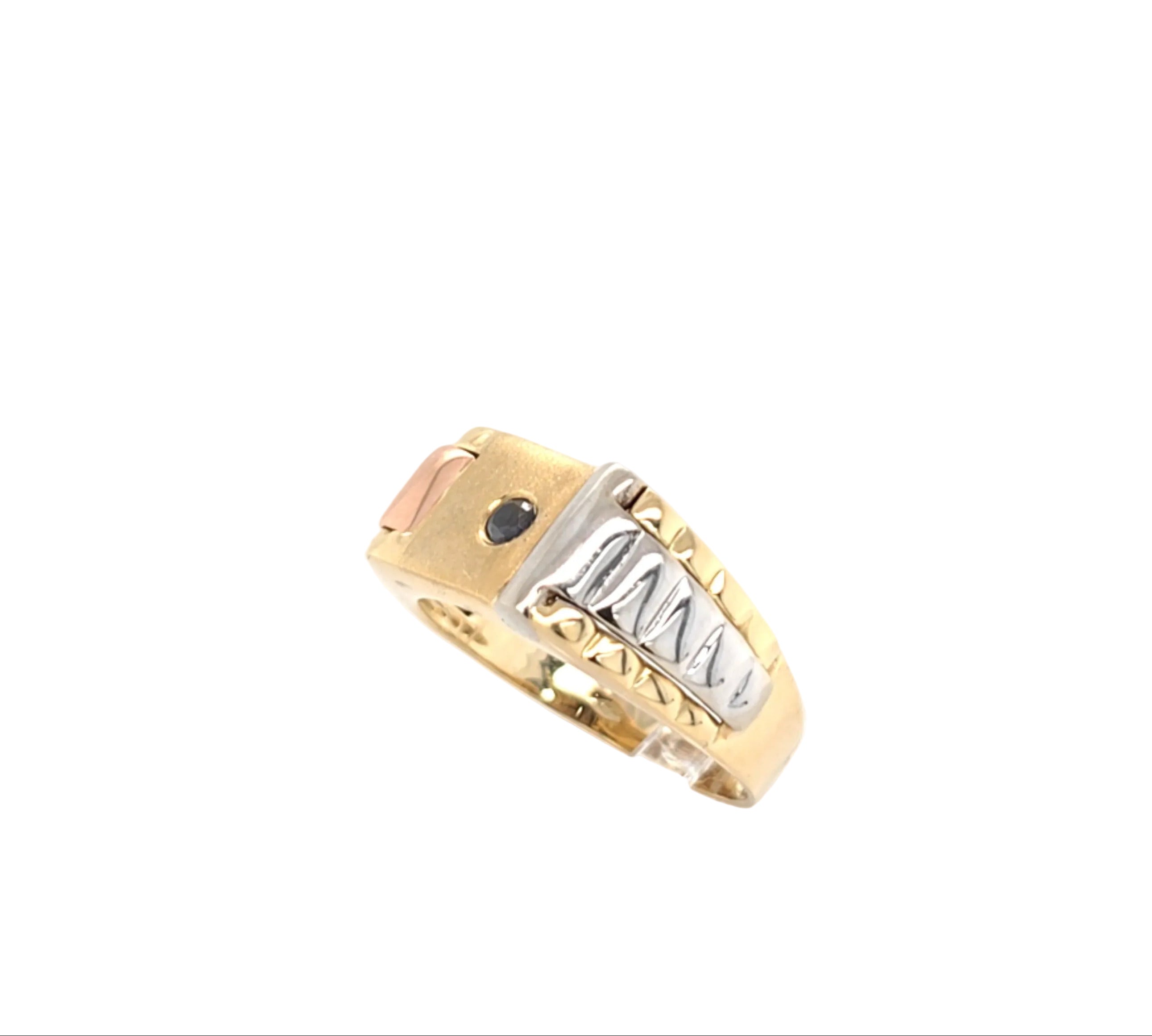 Ring Gelb Weiß Rot Gold 585 Schmuckstein Blau Unisex