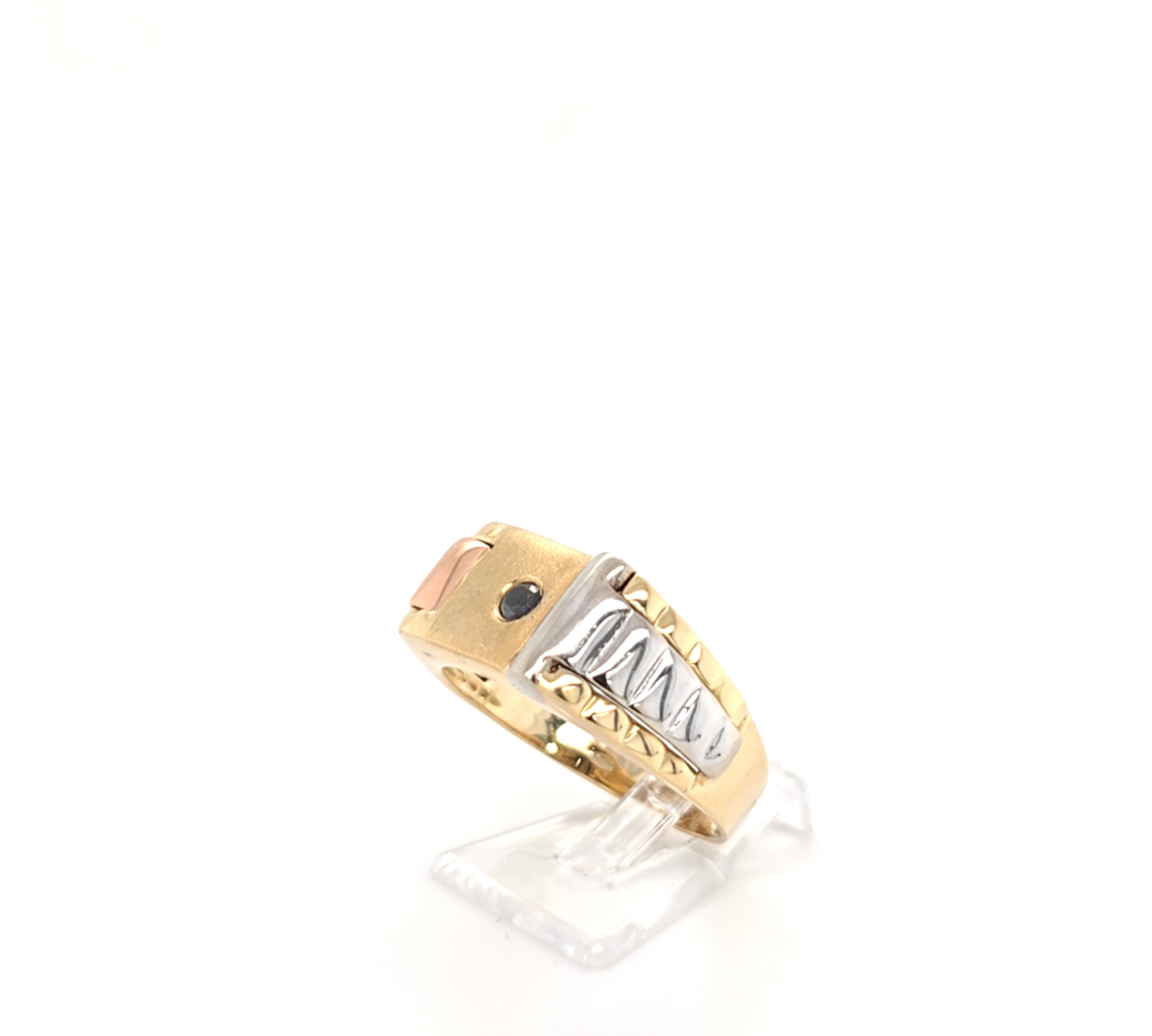 Ring Gelb Weiß Rot Gold 585 Schmuckstein Blau Unisex