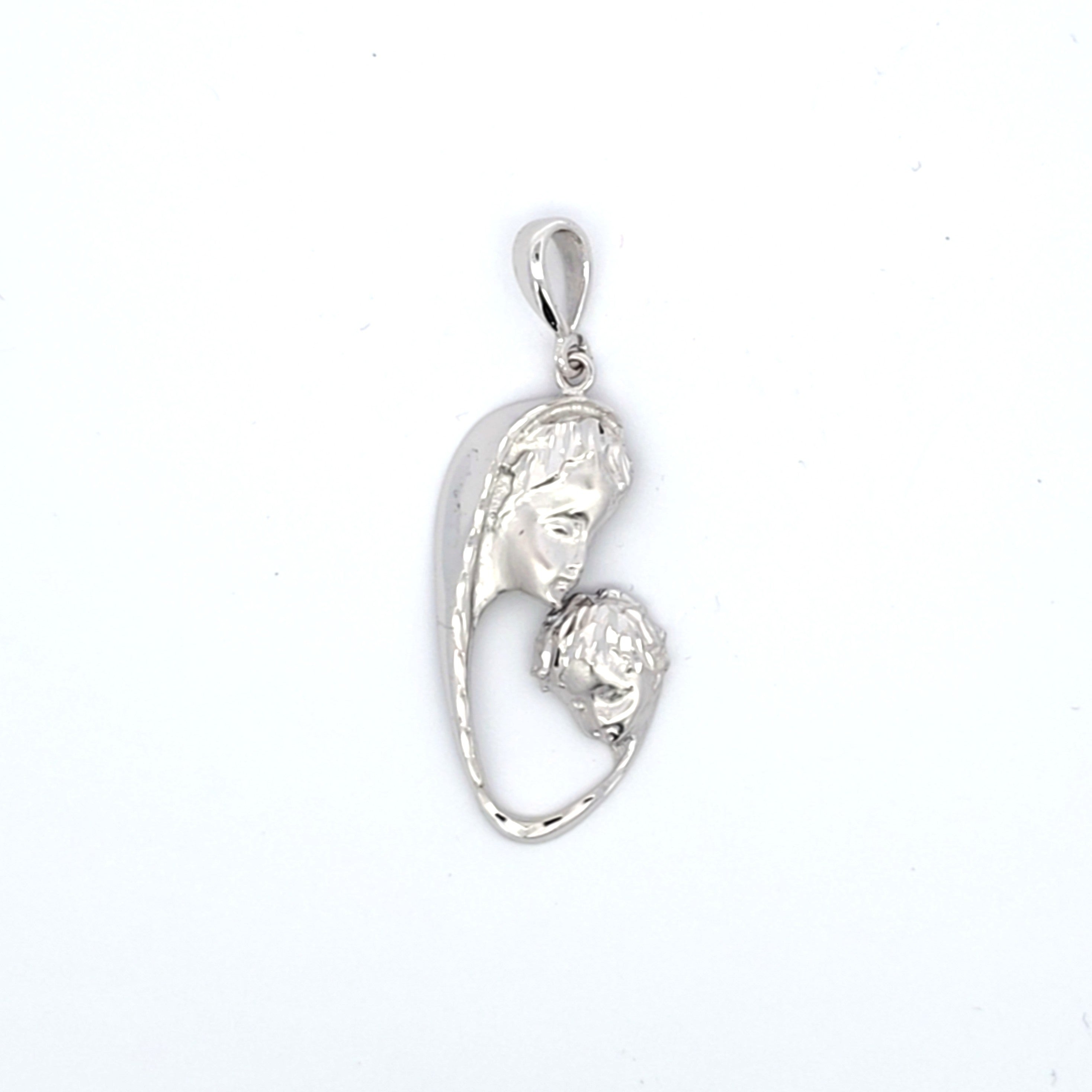 Anhänger Weiß Gold 585 Mutter Kind Schmuck Geschenk