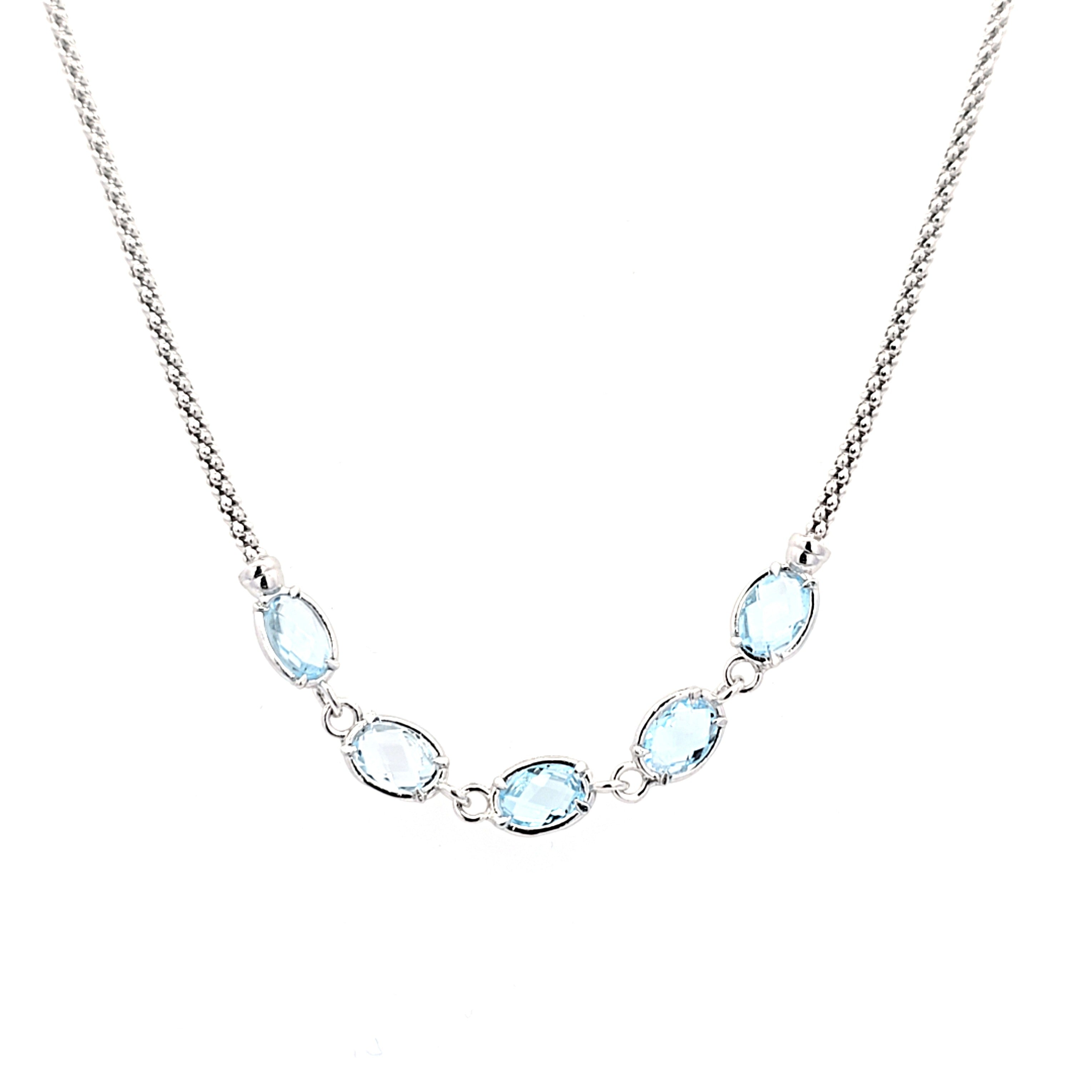 Collierkette Silber 925 Schmucksteine Hellblau Damen