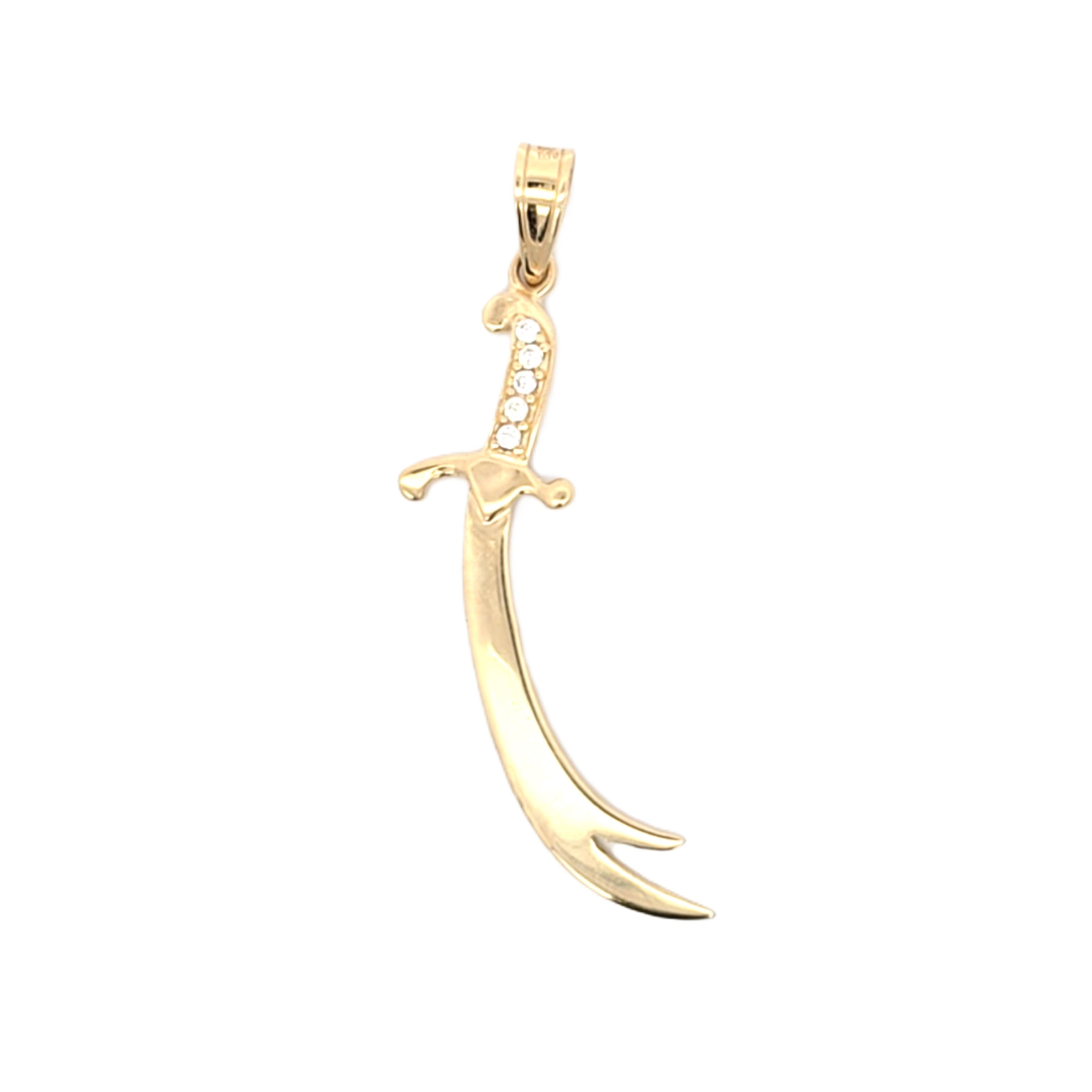 Schwert Anhänger Gelbgold 585 14 kt Zirkonia