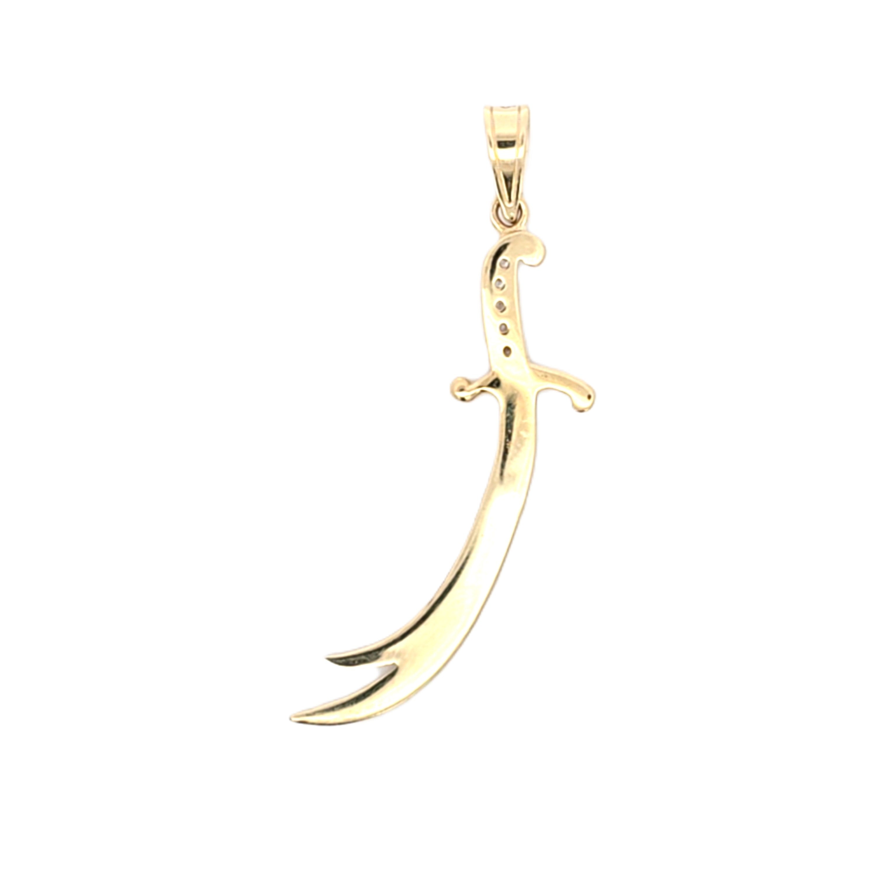 Schwert Anhänger Gelbgold 585 14 kt Zirkonia