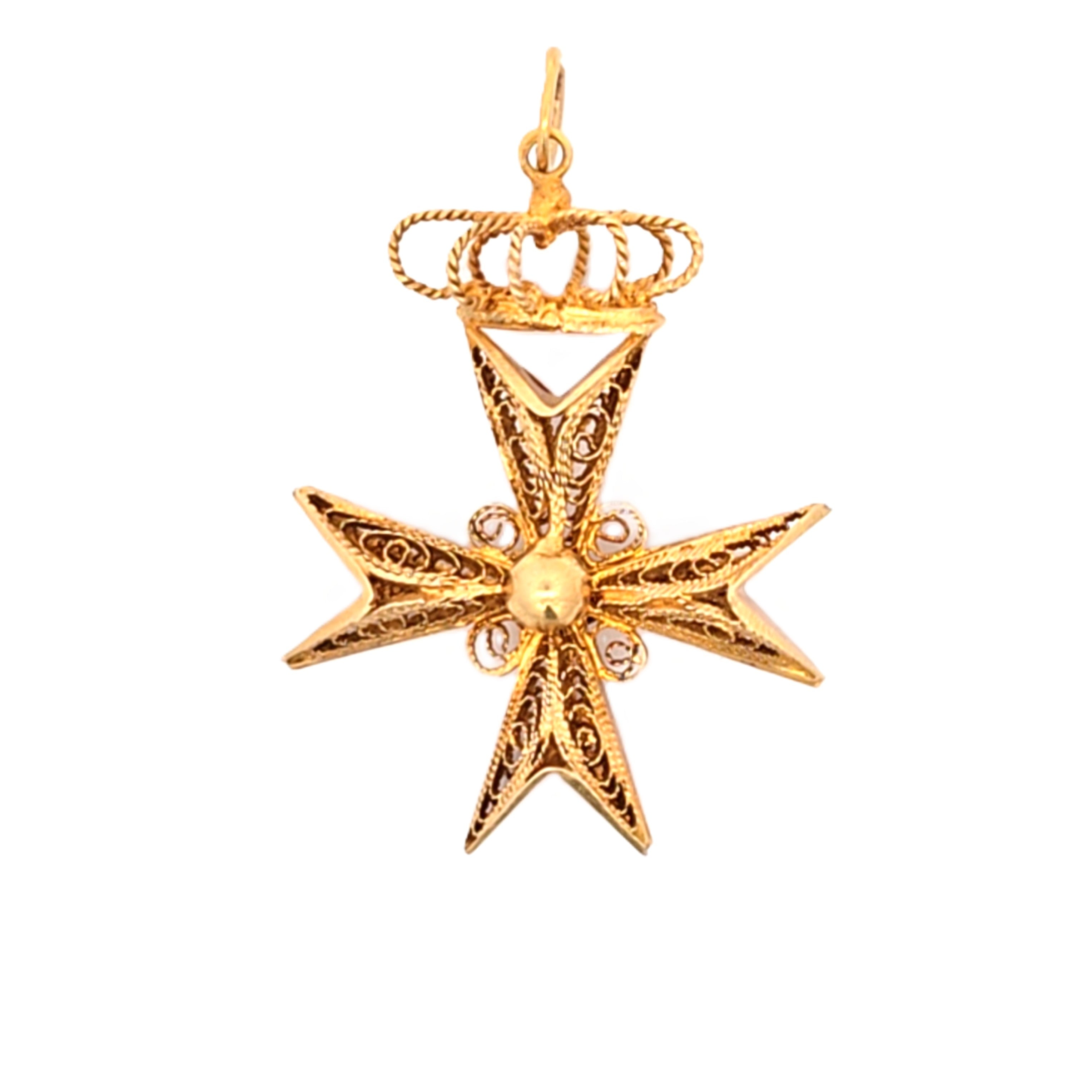 Anhänger Kreuz mit Krone Gelbgold 750 18kt