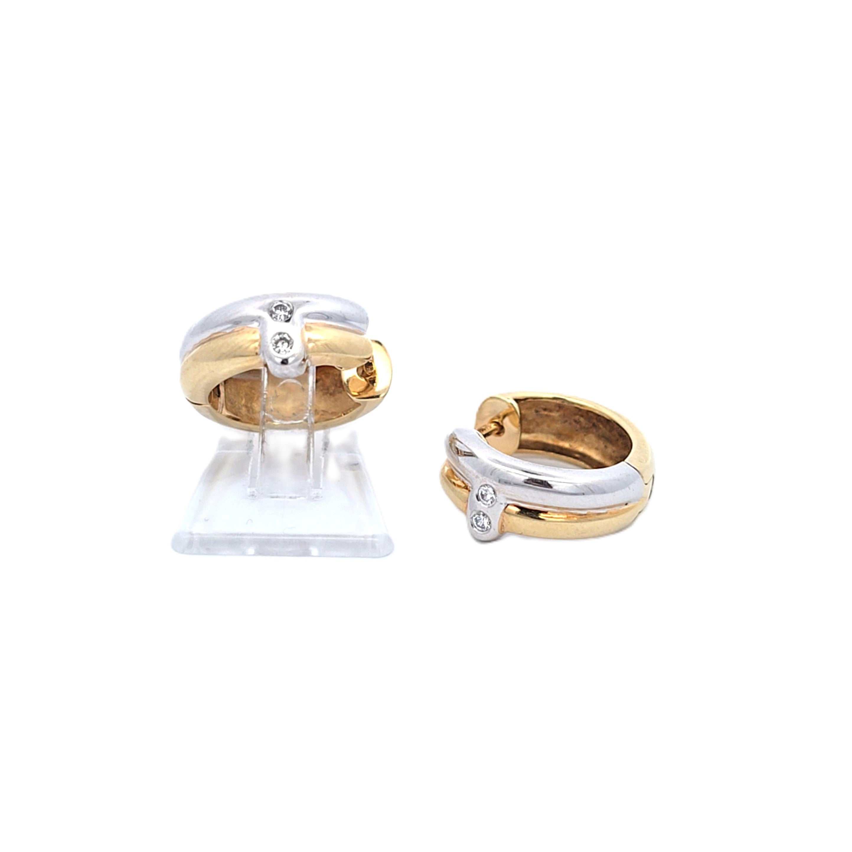 Damen Ohrringe Creolen Gelbgold/ Weißgold 585 14kt Brillanten ca. 0,05ct