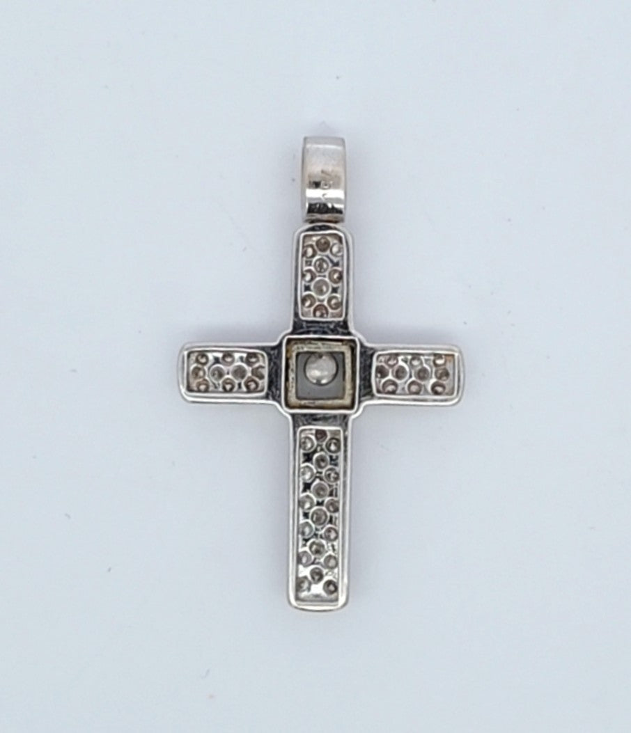 Anhänger Kreuz Weiß Gold 750 Brillanten Schmuck Unisex