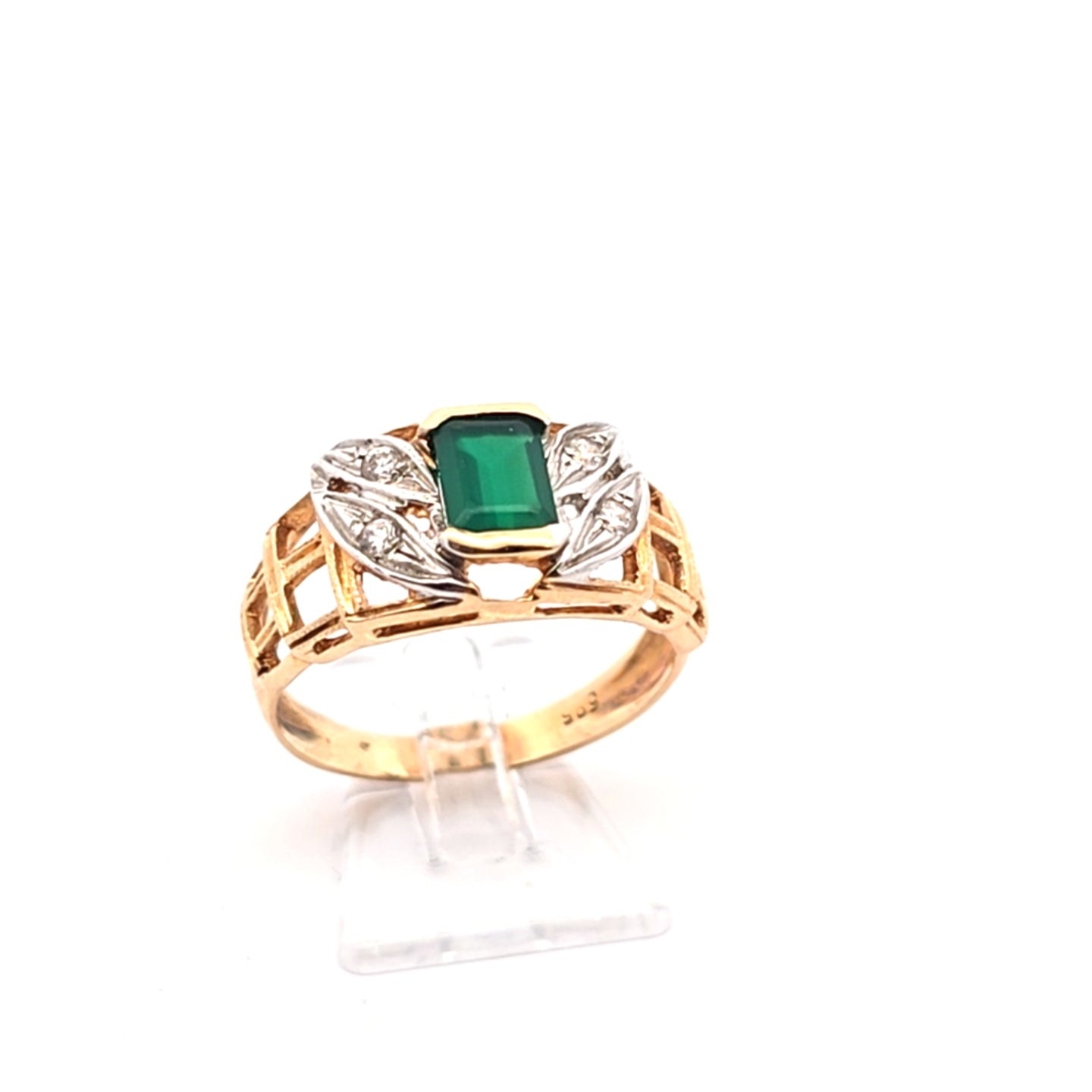 Damen Ring Gelb Gold 585 14 kt Zirkonia *61* Farbstein 226159