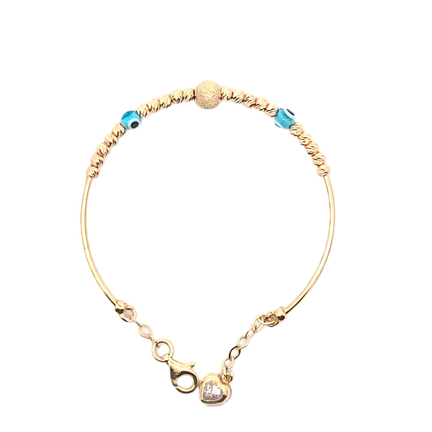 Kinder Armreif Gelbgold blaue Schmuck Elemente Zirkonia