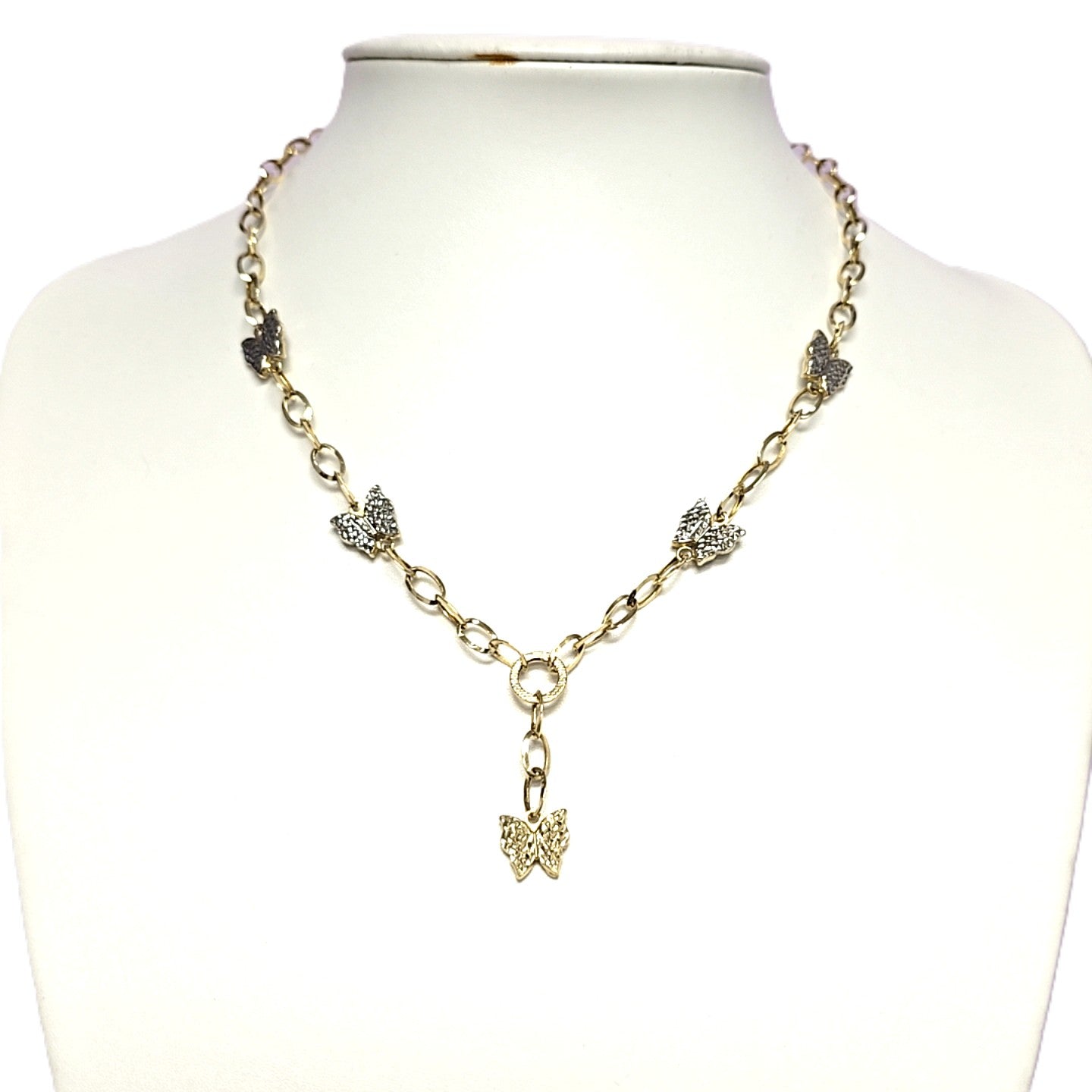 Collier Gelbgold / Weißgold Schmetterlinge 585/14kt