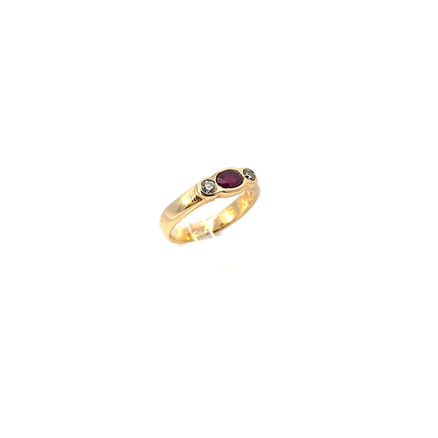 Damen Ring Gelbgold Brillanten Roter Schmuckstein 585/ 14kt