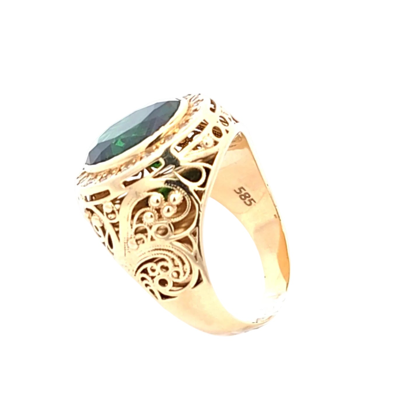 Herren Ring Gelbgold 585 14 kt grüner Farbstein Zirkonia *71*