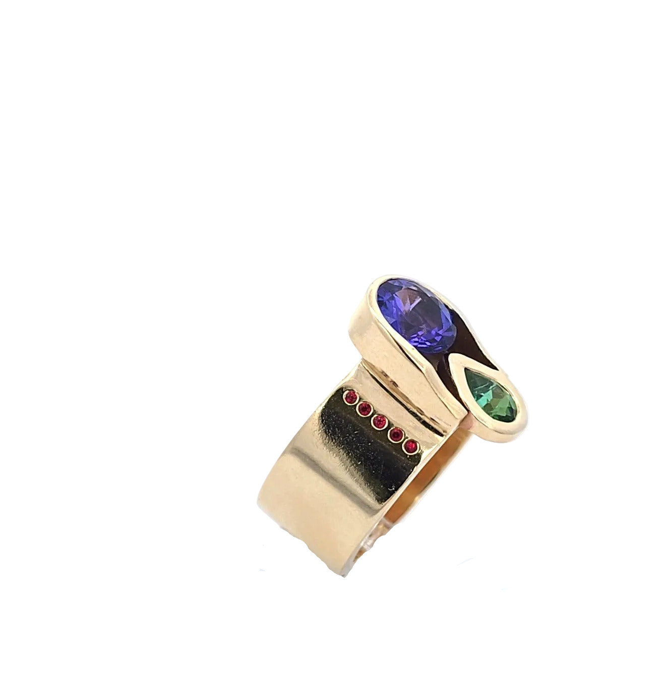 Damen Ring Gelbgold Amethyst Smaragd Rubine 585/14kt Gr.57
