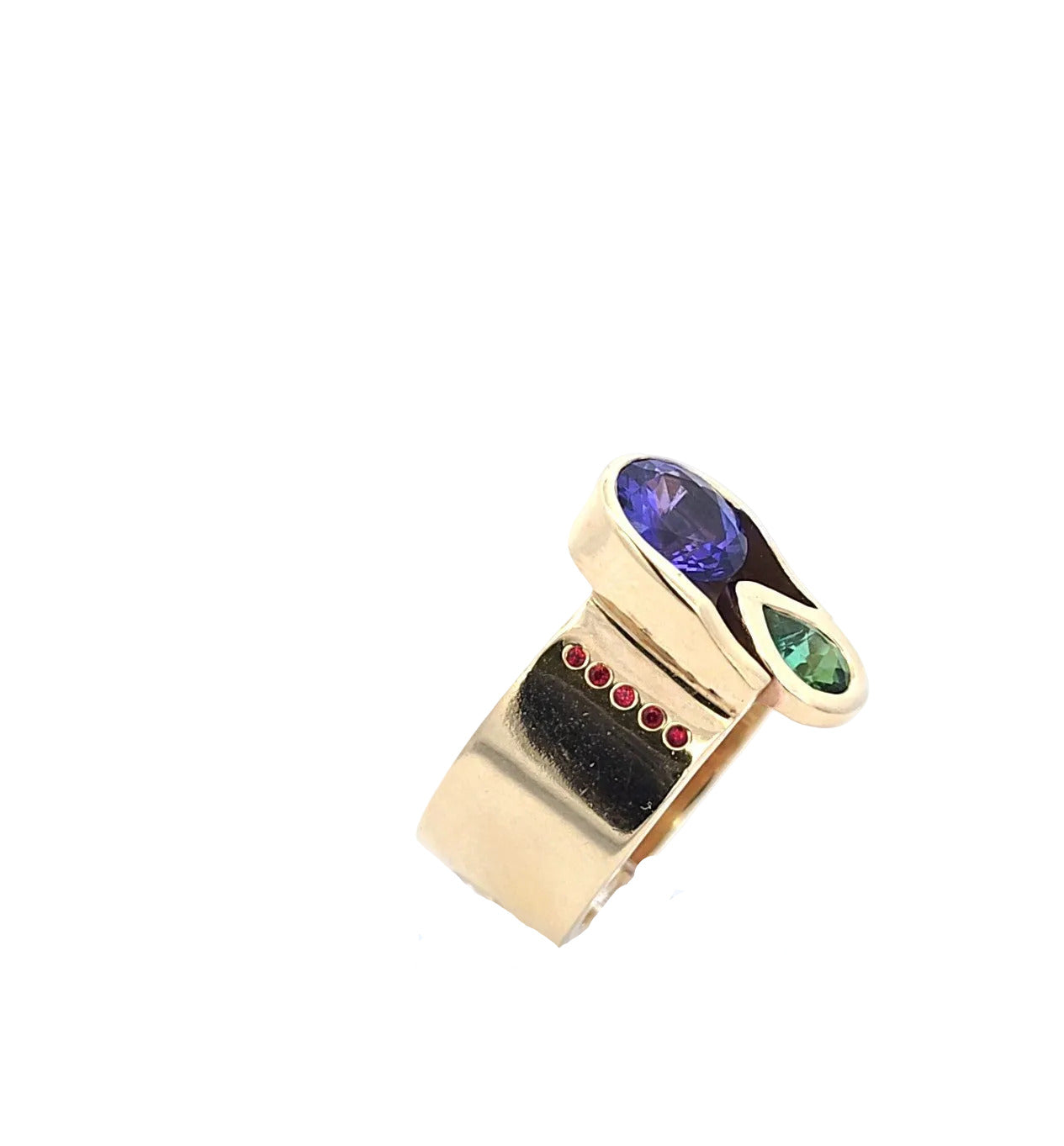 Damen Ring Gelbgold Amethyst Smaragd Rubine 585/14kt Gr.57