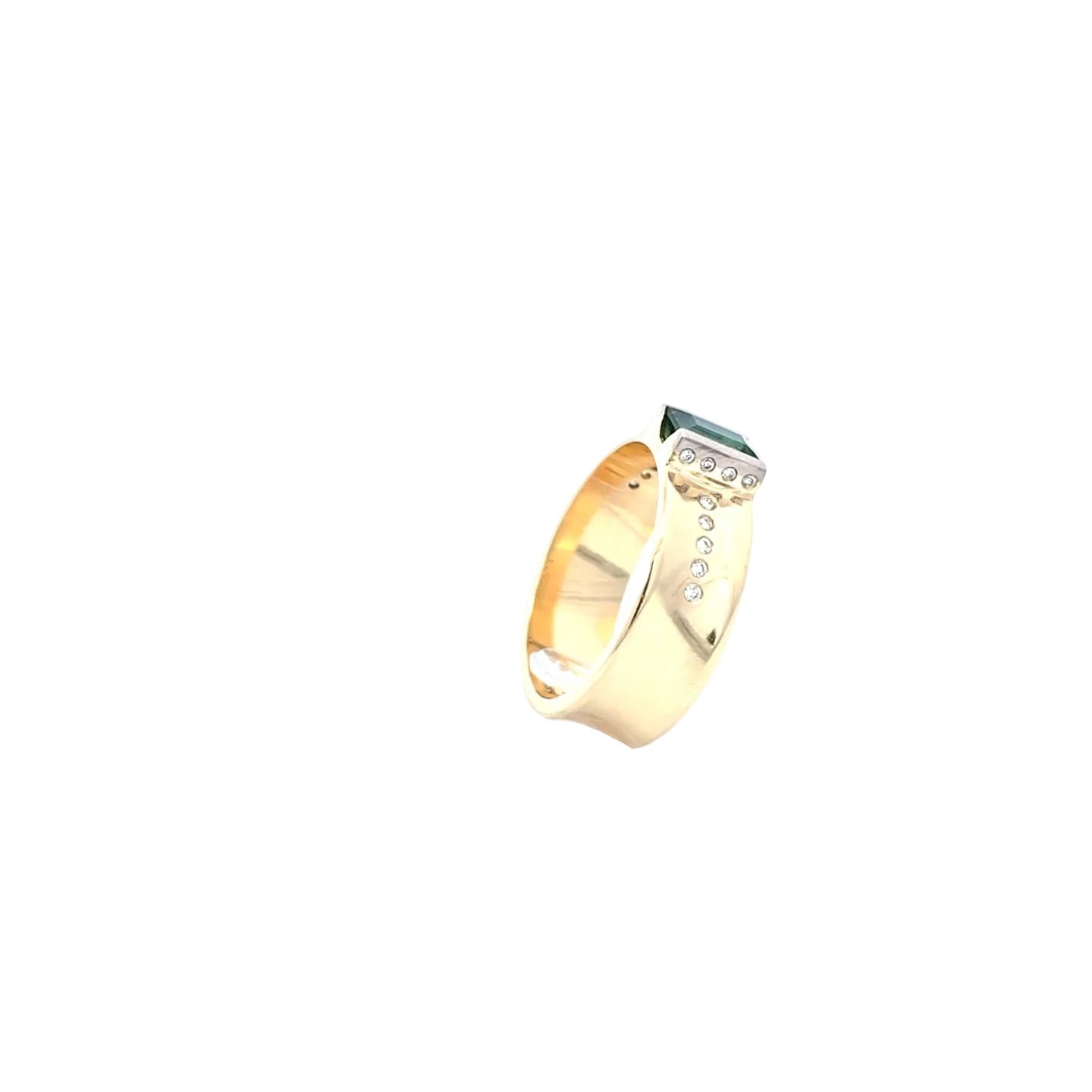 Damen Ring Gelbgold Smaragd 18 Brillanten 0,18ct 585/14kt Gr.57