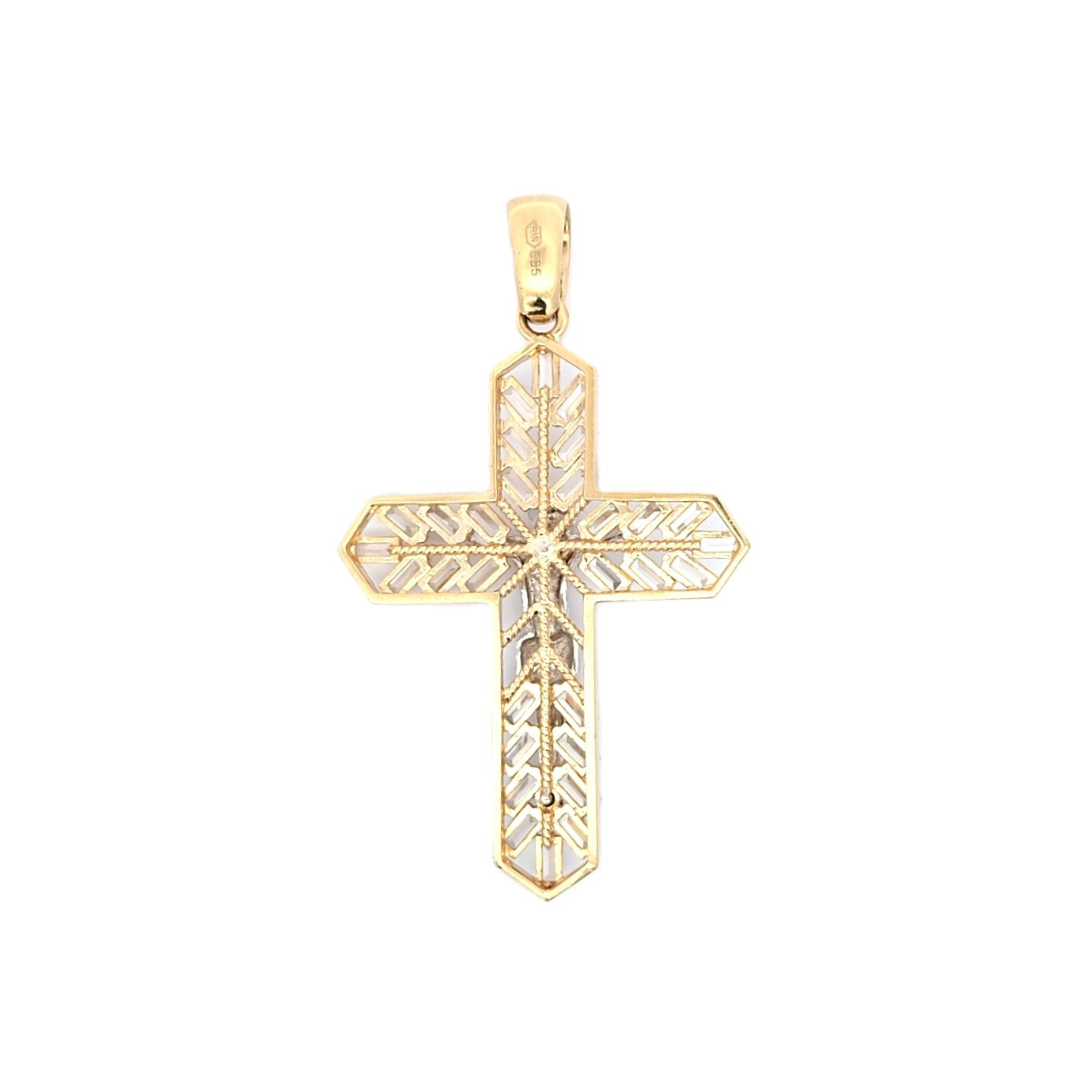 Anhänger Gelb Weißgold 585 Kreuz Schmucksteine Unisex 230182