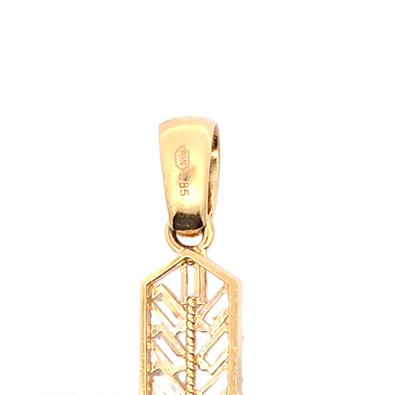 Anhänger Gelb Weißgold 585 Kreuz Schmucksteine Unisex 230182