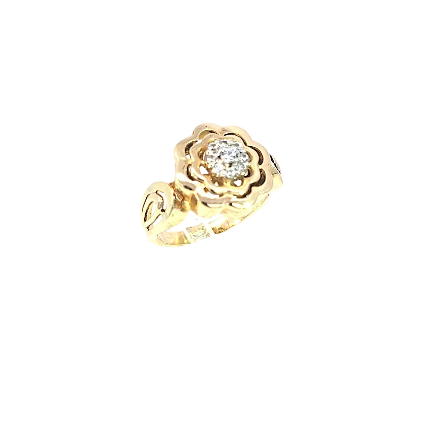 Damen Ring Gelbgold Blume 585/ 14kt Zirkonia 220636