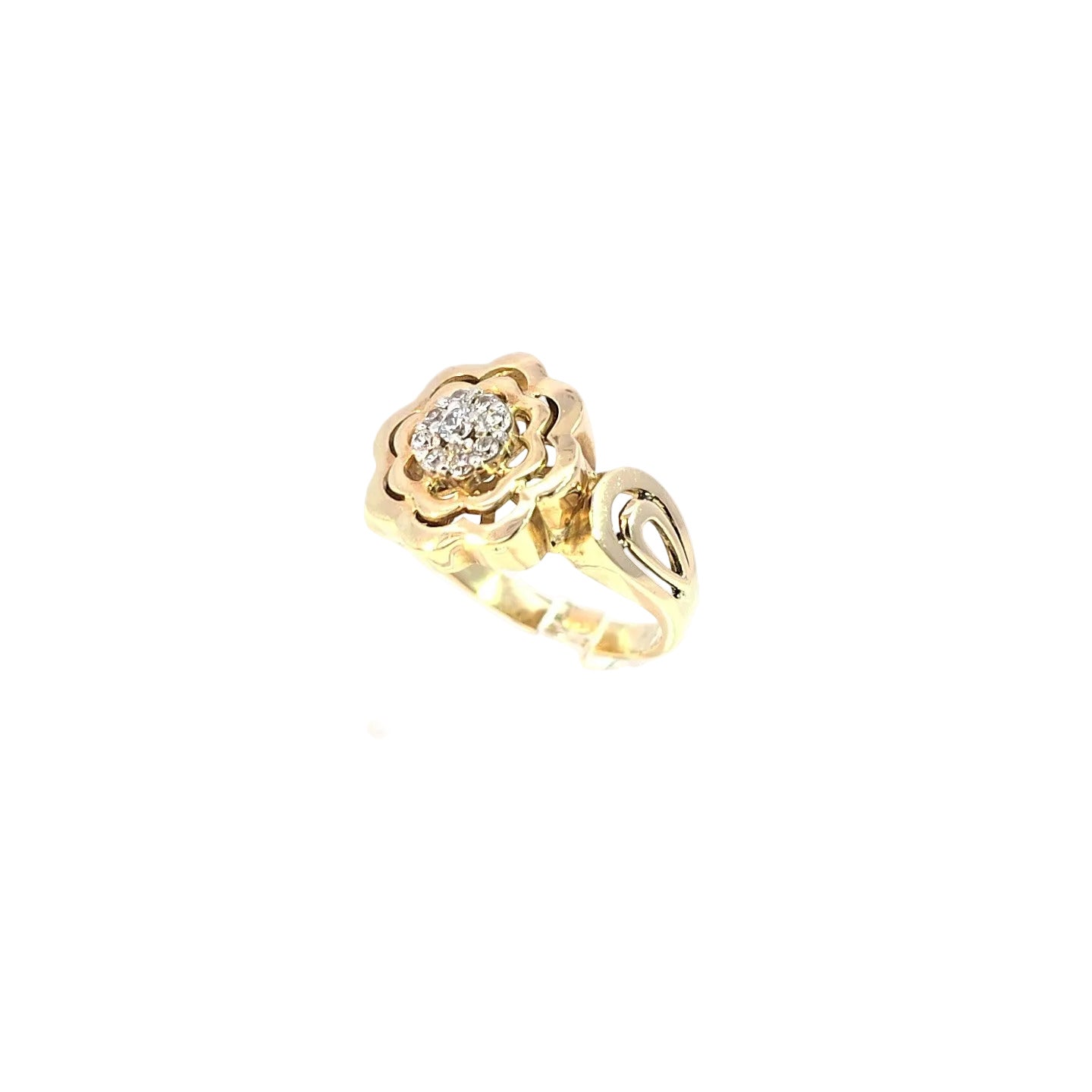 Damen Ring Gelbgold Blume 585/ 14kt Zirkonia 220636