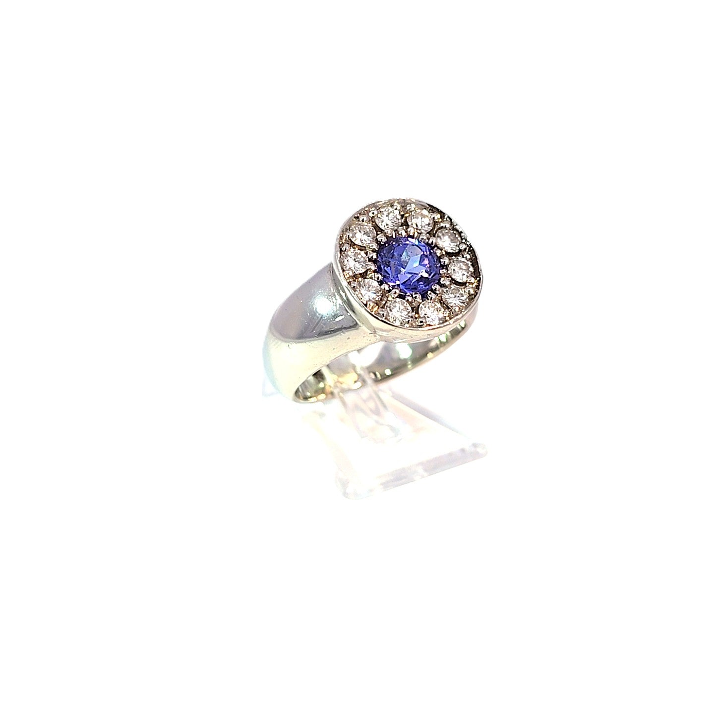 Ring Platin Brillant Diamanten Schmuckstein Blau Damen 203357