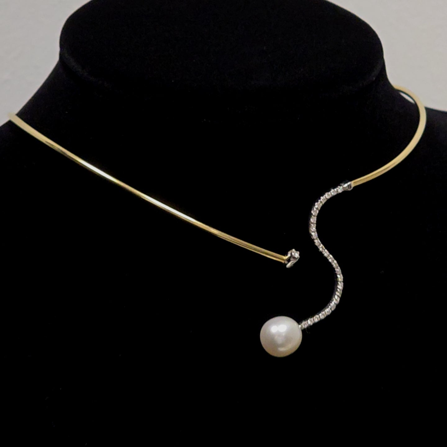 Collier Kette Gelb Weiß Gold 585 mit Brillanten Perle