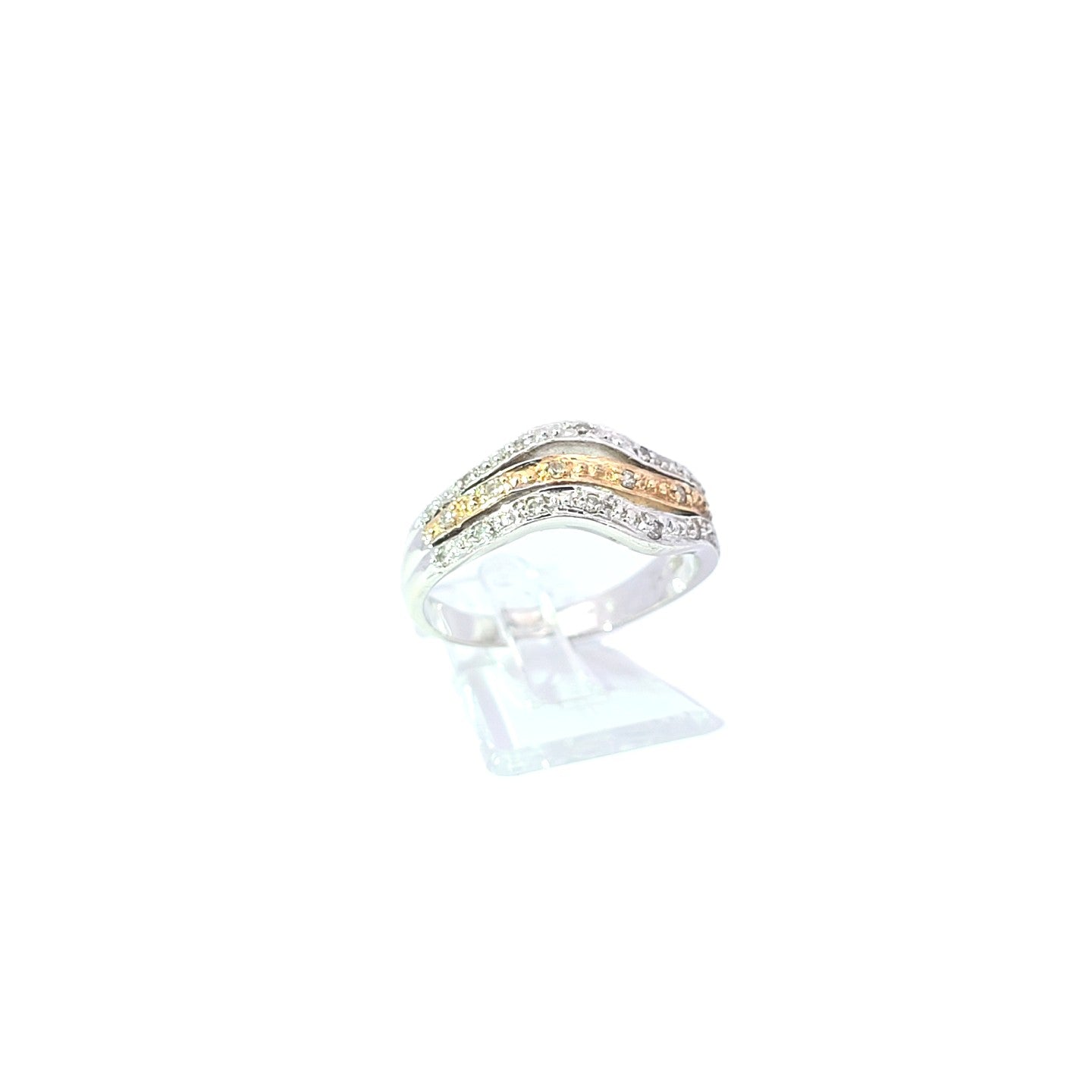 Damen Ring Weiß- und GelbGold 585/14 kt Brillanten Schmuck 232548