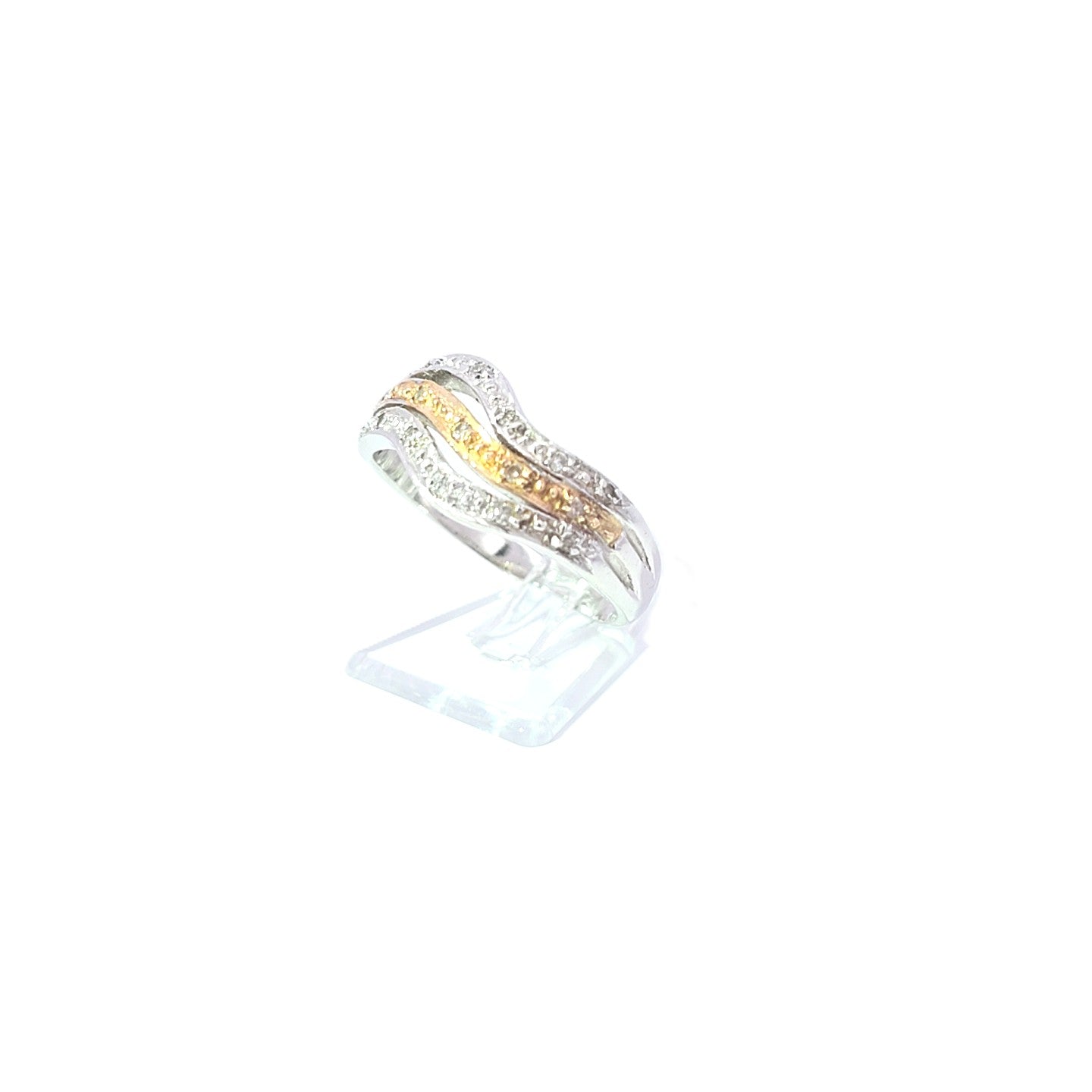 Damen Ring Weiß- und GelbGold 585/14 kt Brillanten Schmuck 232548