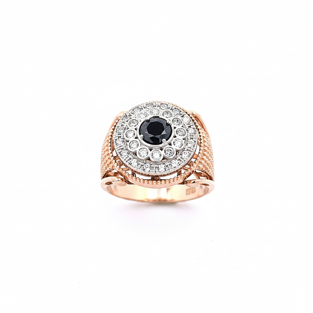 Ring Rot Weiß Gold 585 14 kt Zirkonia Schmuckstein Schwarz