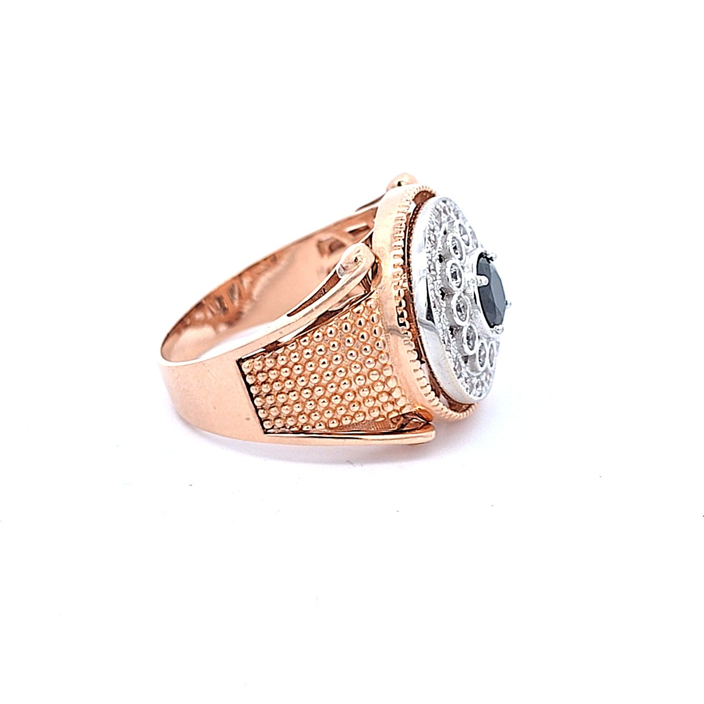 Ring Rot Weiß Gold 585 14 kt Zirkonia Schmuckstein Schwarz