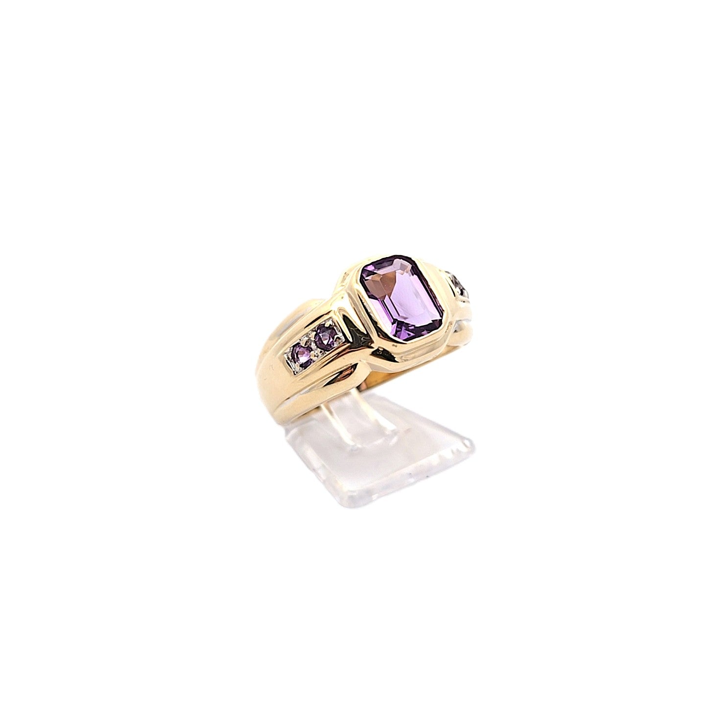 Damen Ring Gelbgold 585 / 14 kt Schmuckstein Lila *56*