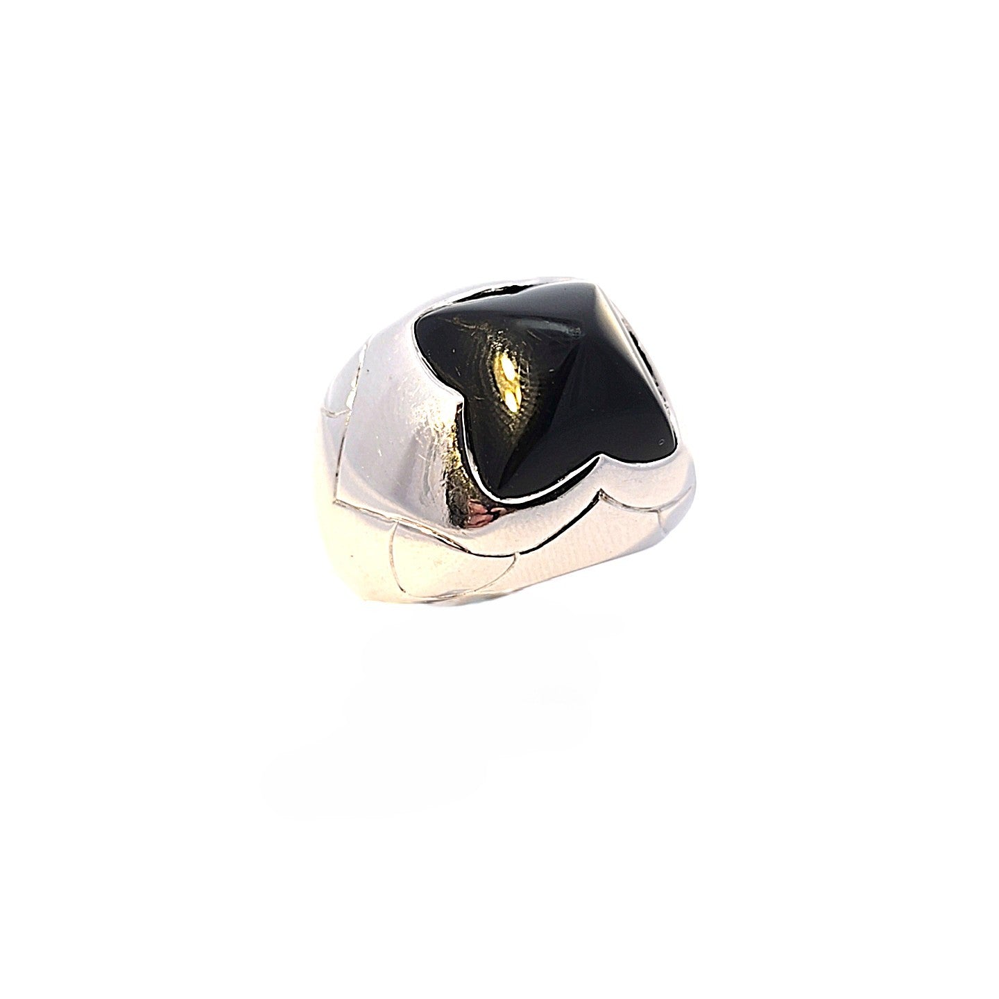 BVLGARI Ring Weiß Gold 750/ 18 kt schwarzer Onyx Pyramid 107369