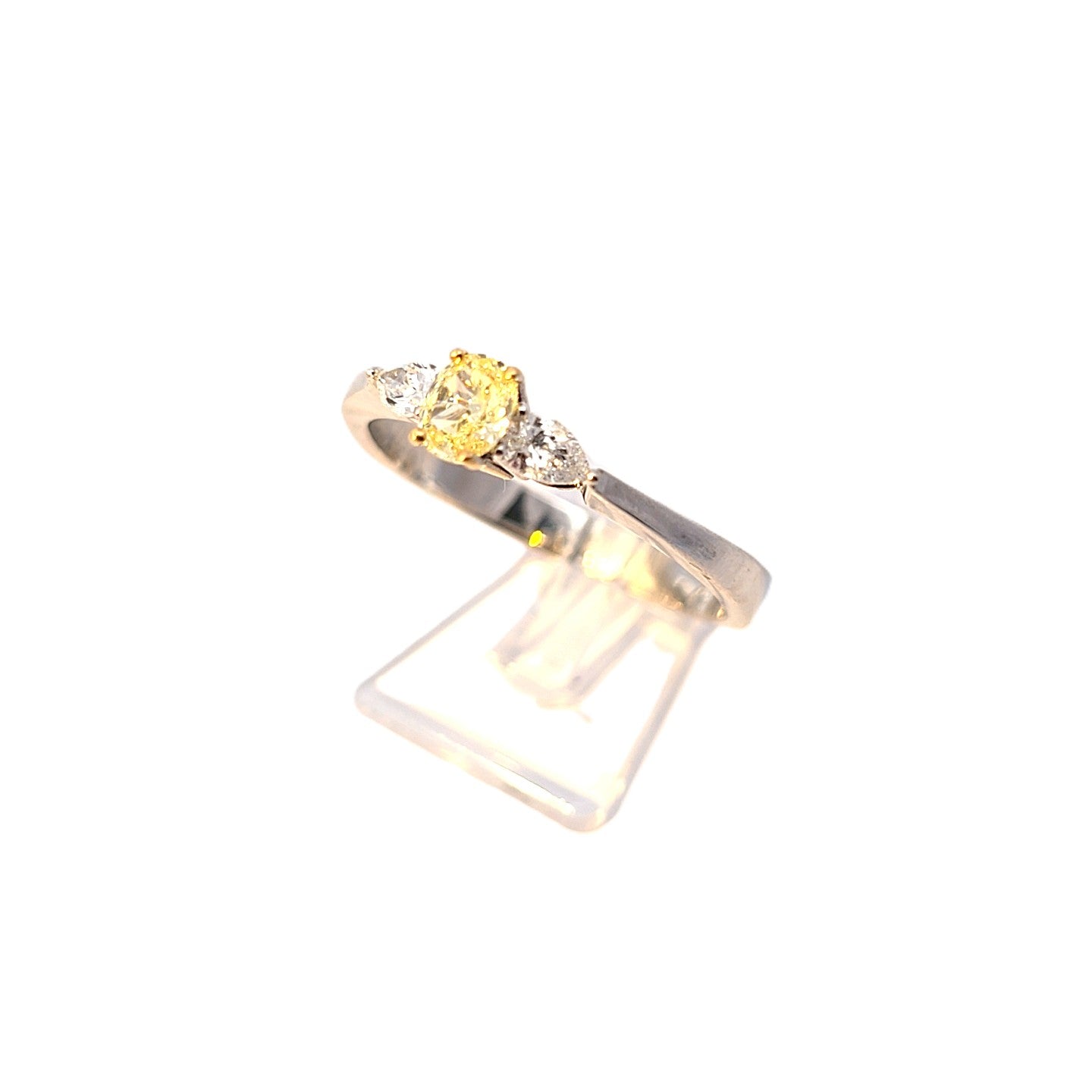Damen Ring Weißgold 750/ 18 kt Brillant Schmuckstein Gelb
