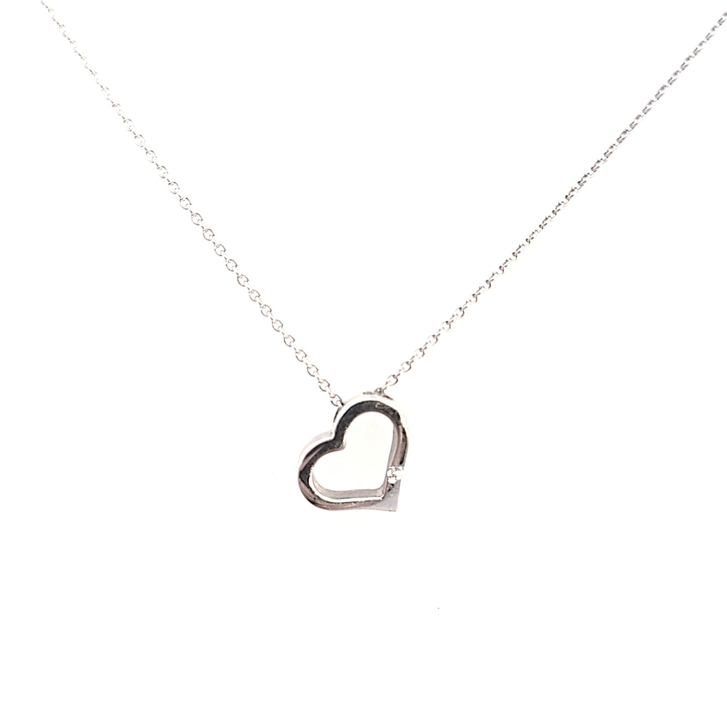 Damen Kette Weißgold Herz Anhänger 585 / 14 kt Brillant